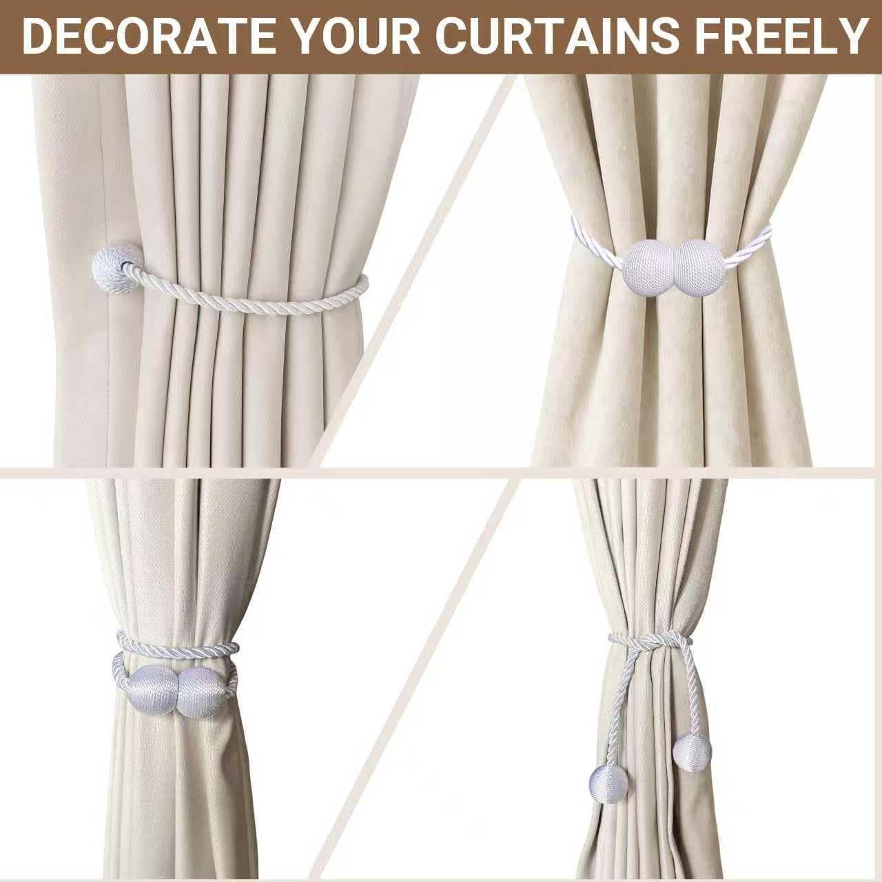 Magnetic Curtain Tiebacks White 4 Pack