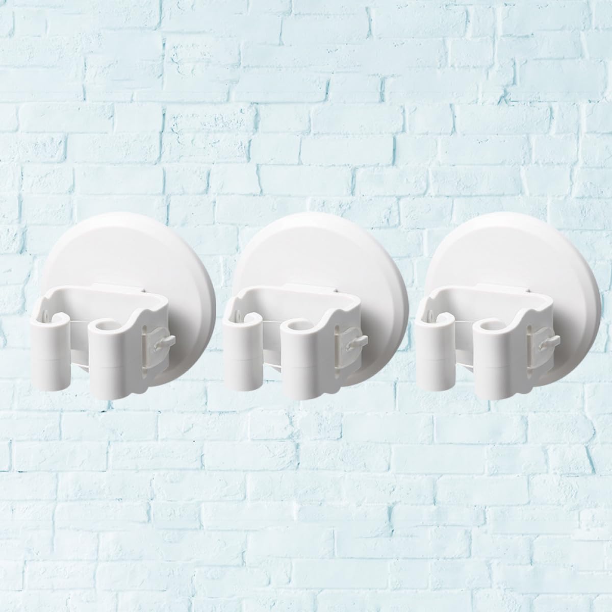 3pcs White Mop and Broom Holder Wall Mounted with Non