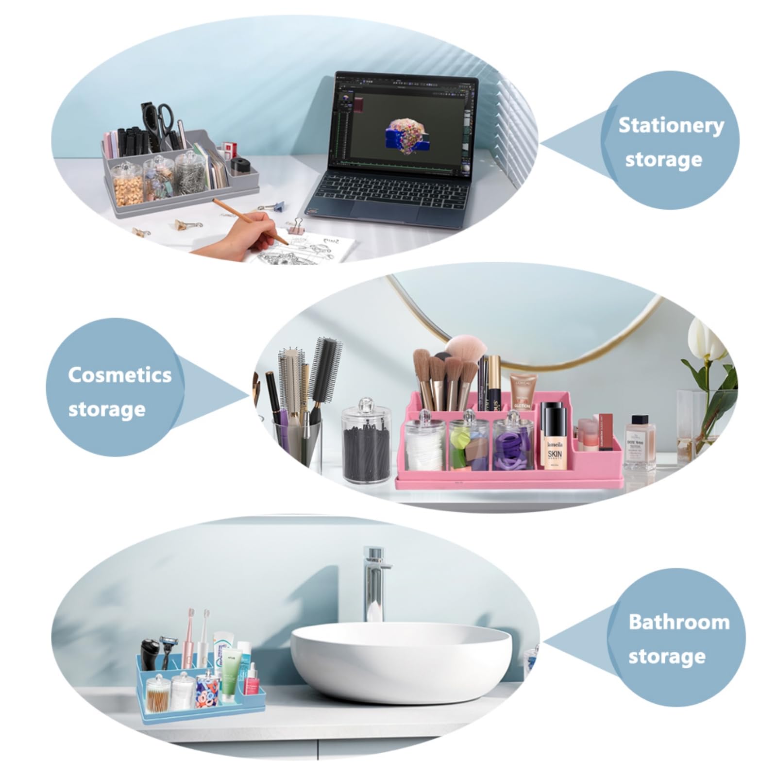 Silicone Multifunctional Bathroom Organizer Countertop