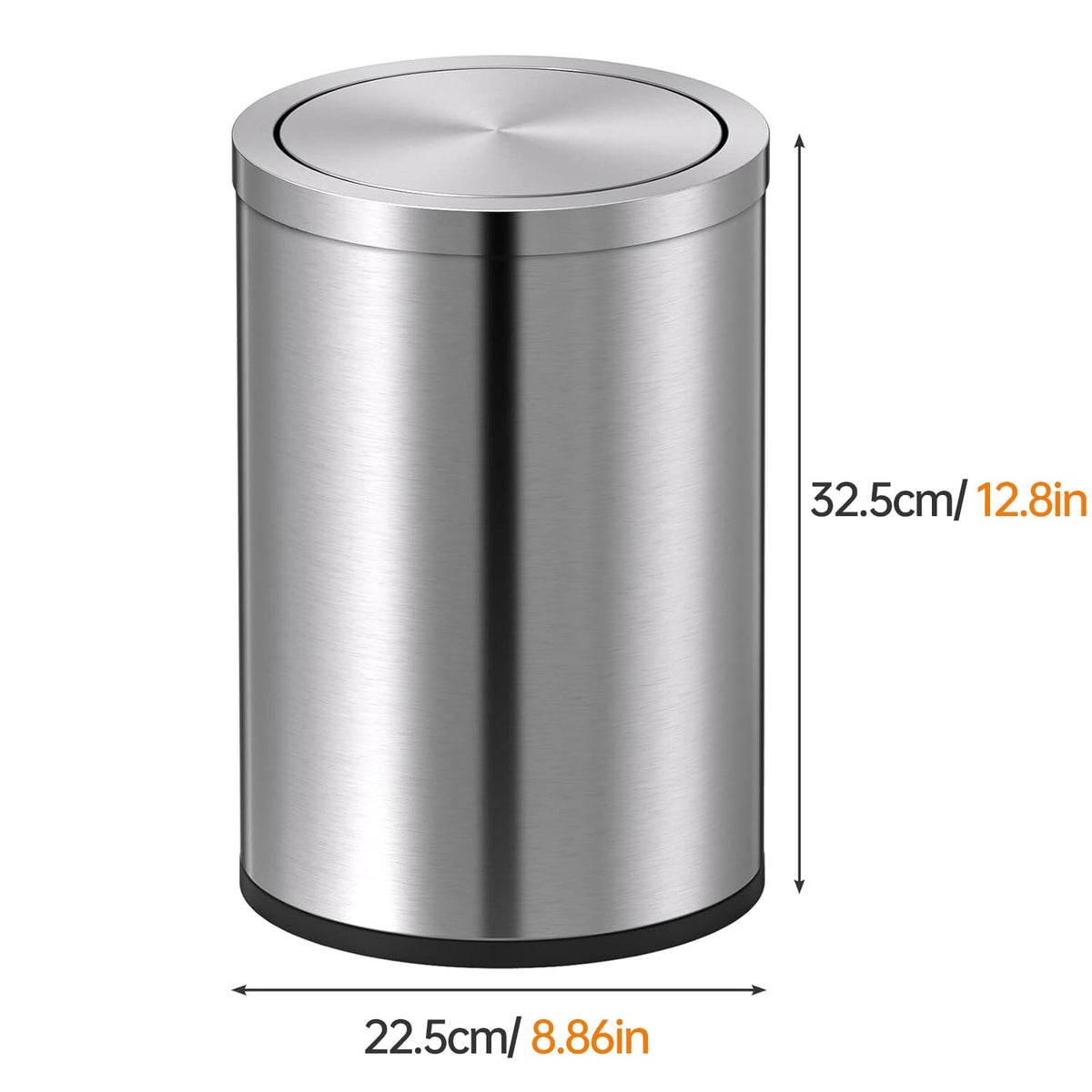 4 Gallons Brushed Silver Swing Lid Stainless Steel Trash Can