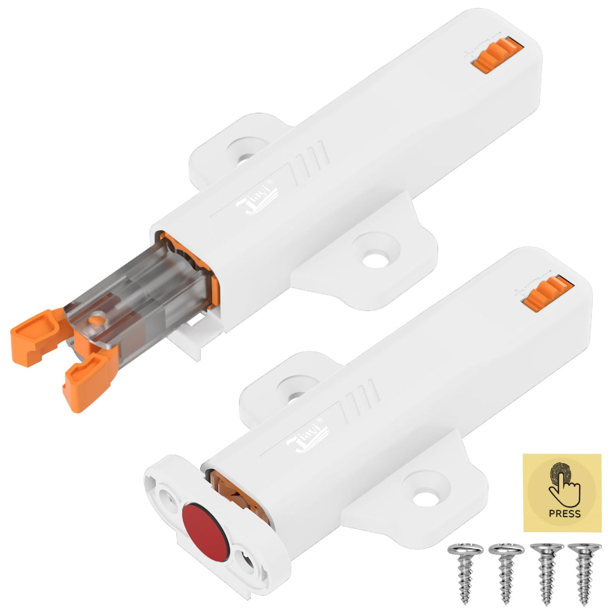 Push to Open Door Catches Heavy Duty 2 Pack Push Opener Door Latch for Cupboard White Touch Open Latches for Closet Closing Wardrobe Closure Spring Push Latch (2 Count)