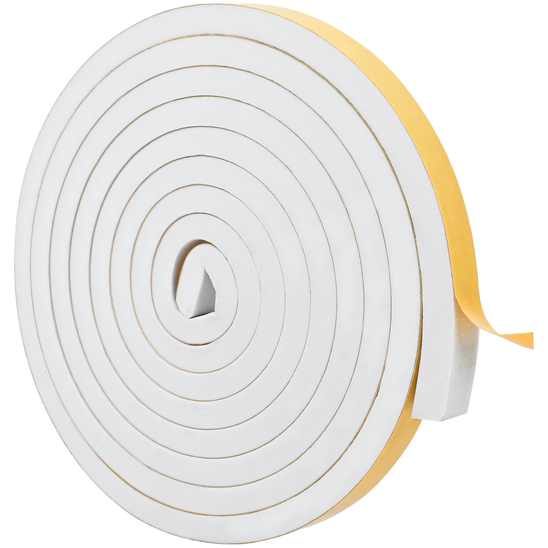 White Door Window Weather Stripping Self Adhesive Foam Tape High Density Foam Sealing Strip Window Insulation Weatherproof Gasket Tape for Doors and Windows (16.5 Foot)