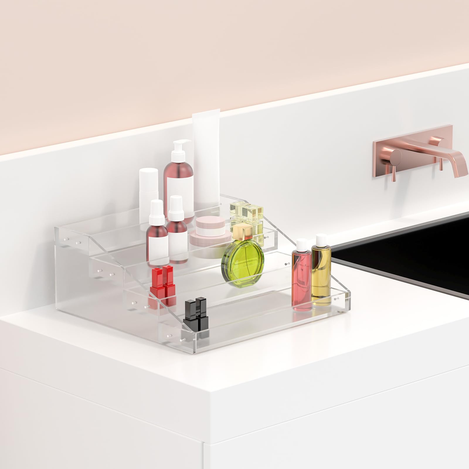 Wide 4 Tier Clear Acrylic Spice Rack Organizer for Kitchen