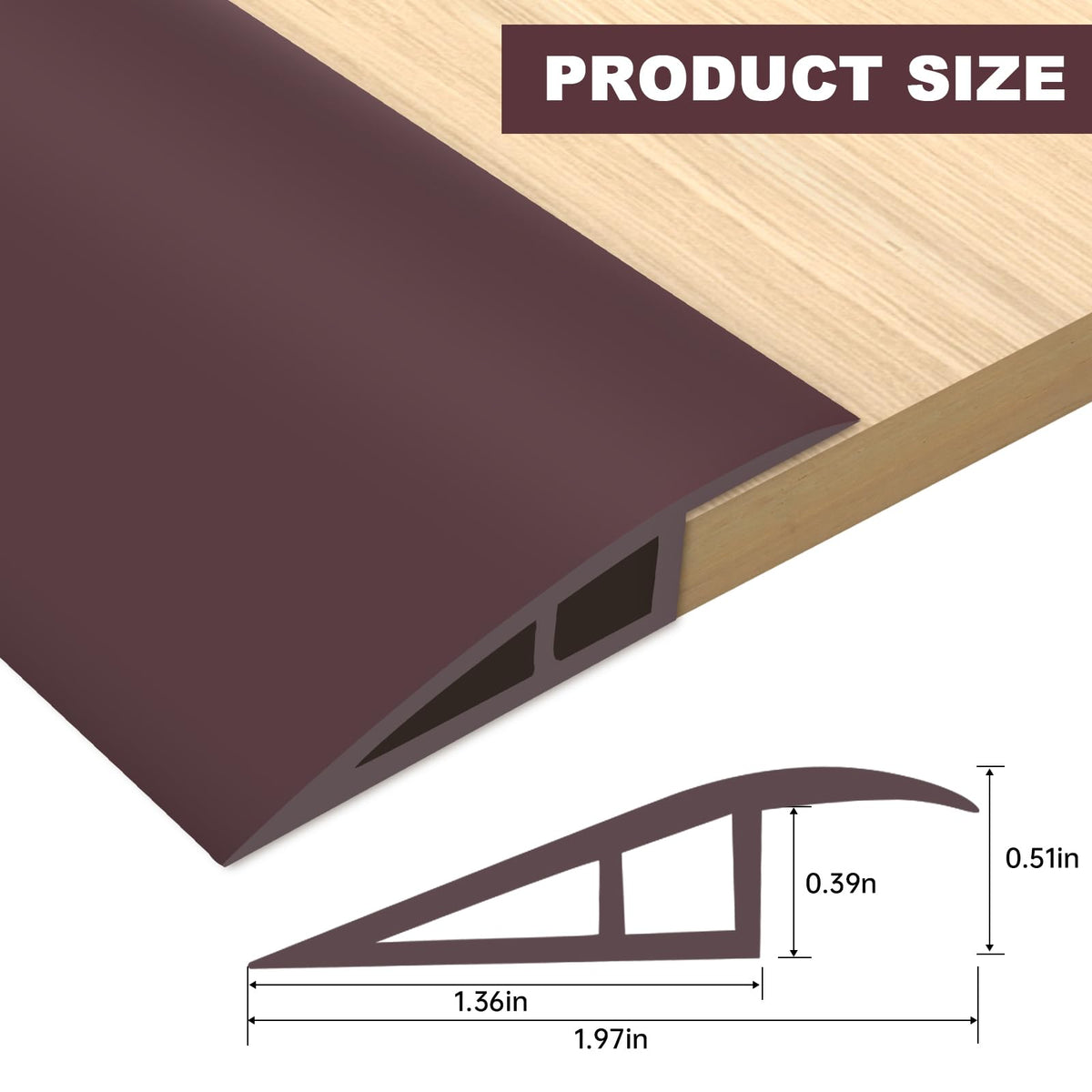 Vinyl Floor Transition Strip Self Adhesive Door Threshold Strip (3.3 Foot)