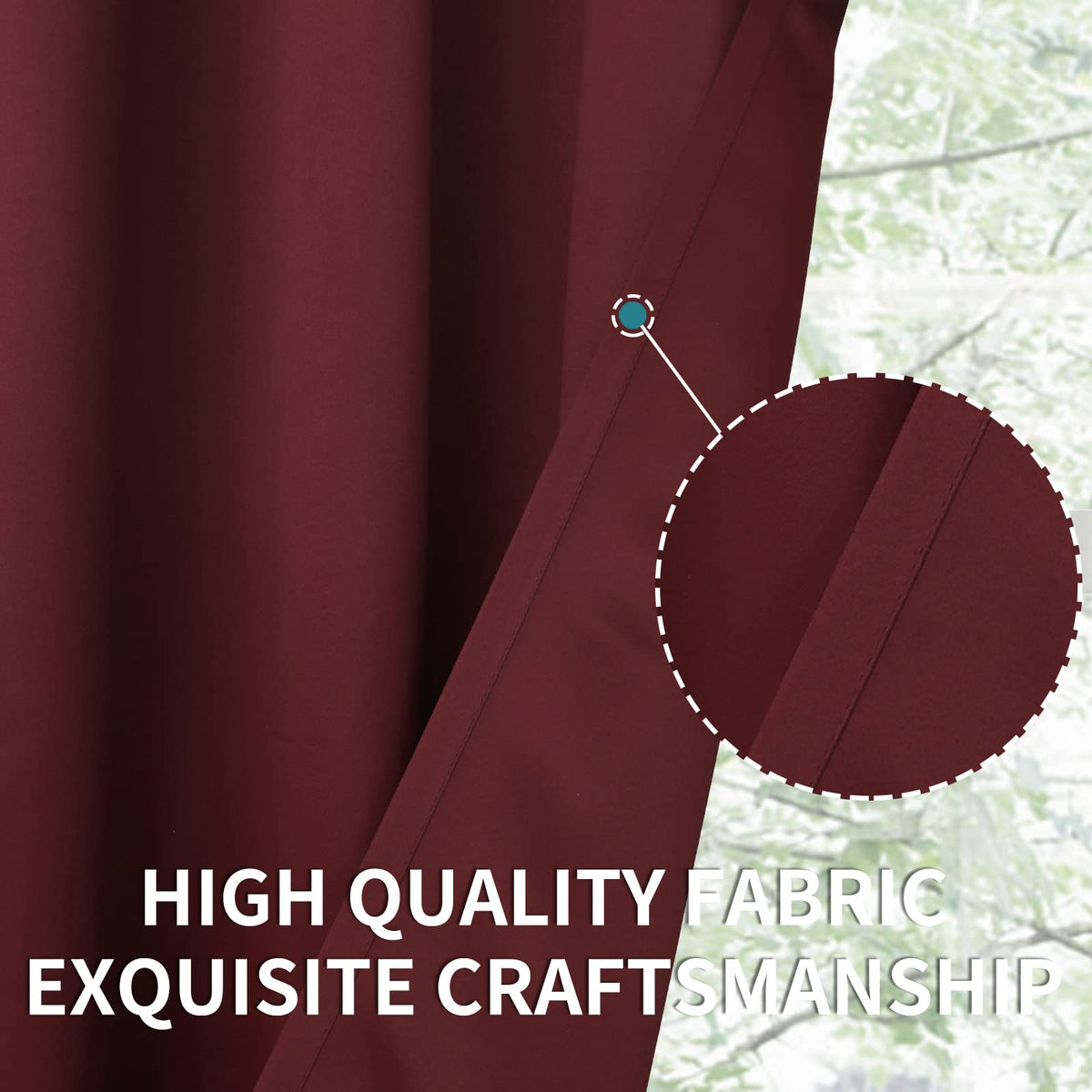 Burgundy Blackout Curtains 72 Inch Length 2 Panels for Living Room (2 Count)