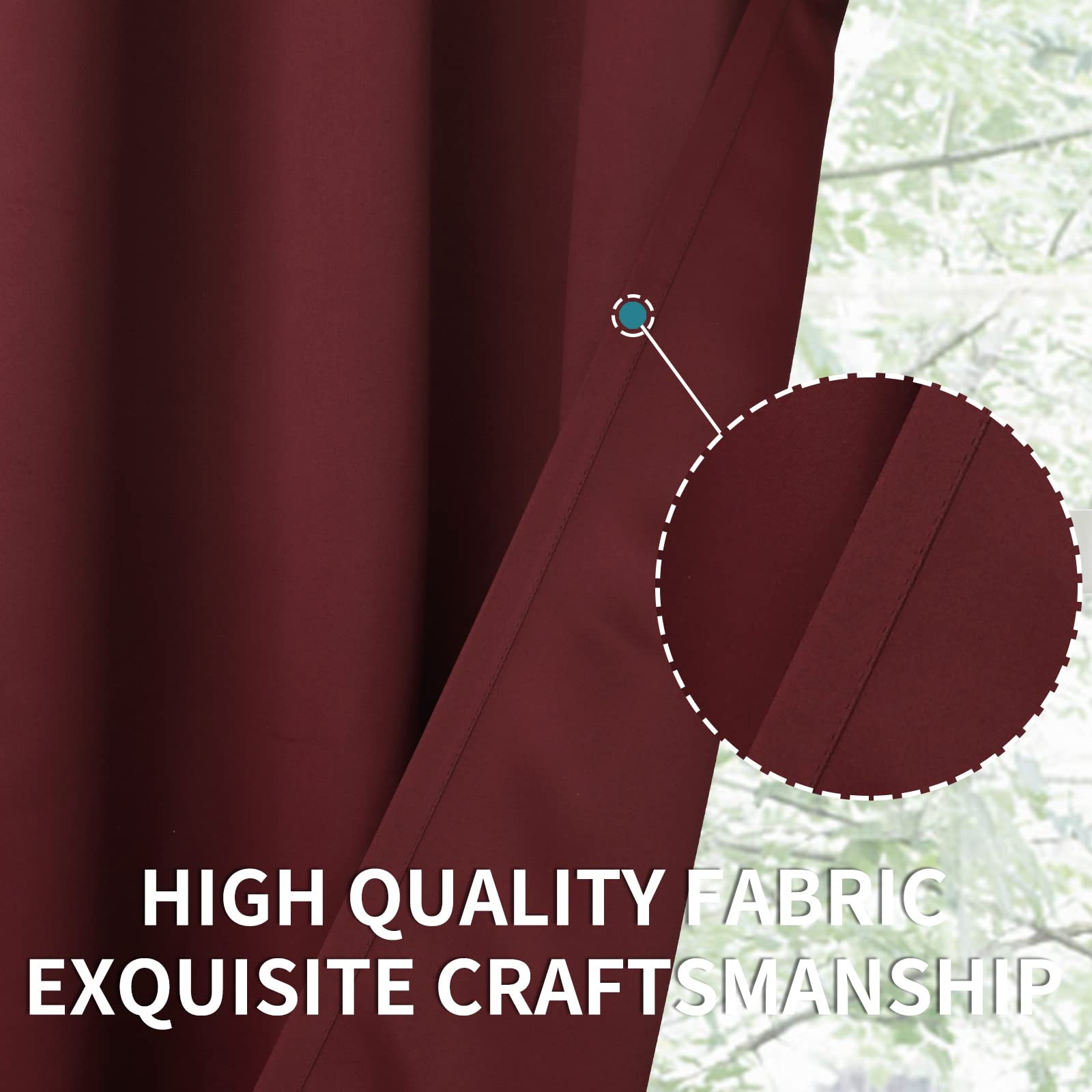 Burgundy Blackout Curtains 84 Inch Long for Living Room Bedroom (2 Count)