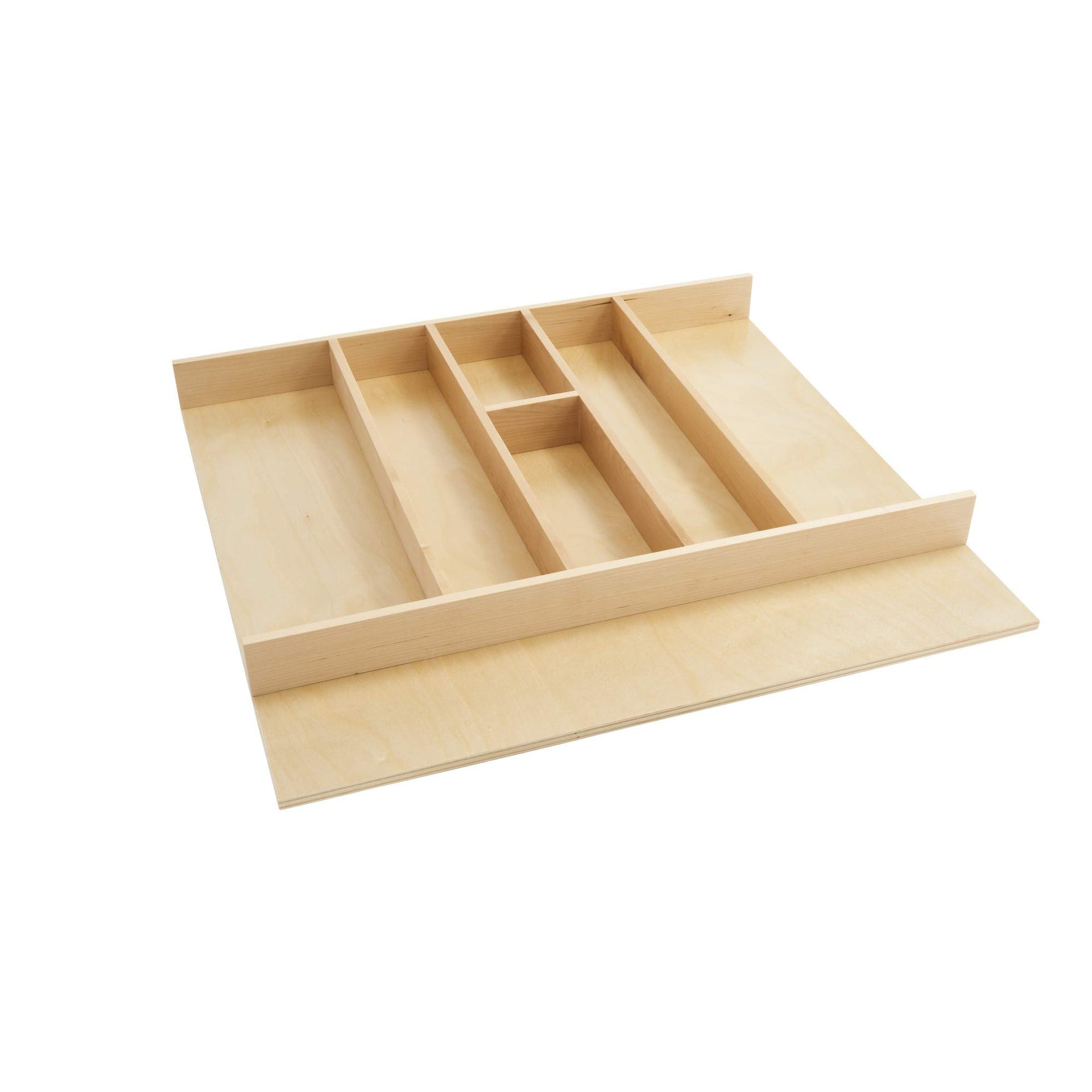 Trim-to-Fit Shallow Drawer Organizer For Kitchen Utensils, Cutlery Cabinet Storage Divider Insert, 23.98 x 21.97 In, Maple Wood, 4WUT-3SH