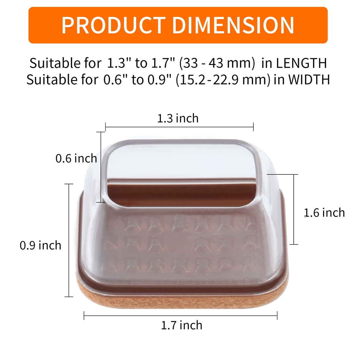 24 Pcs Rectangle Clear Silicone Chair Leg Floor Protectors Caps (24 Count)