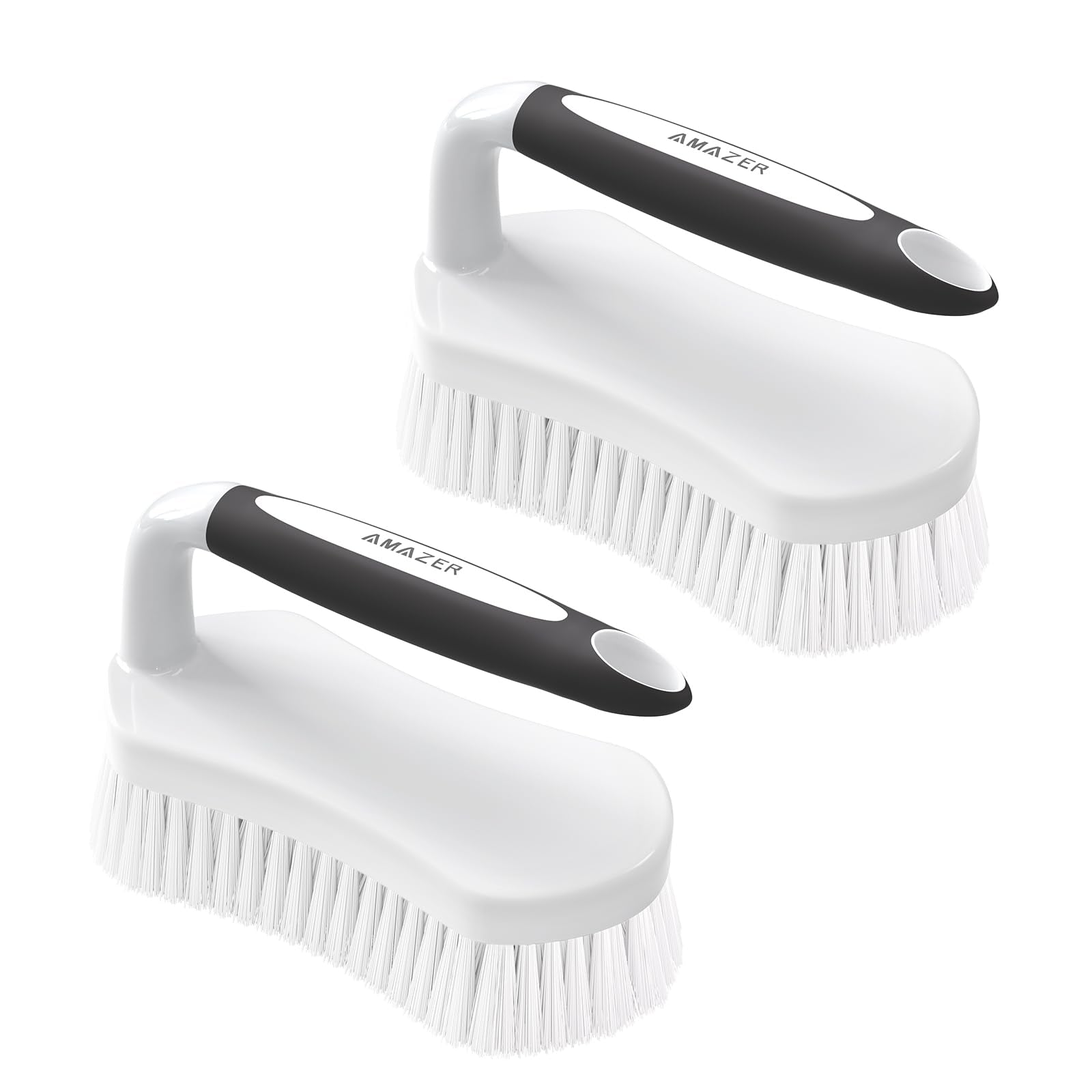 Scrub Brush for Cleaning Comfort Grip Shower Scrubber Stiff Bristles with Handle Heavy Duty Cleaner Brush for Tub Sink Carpet Floor (2 Count)