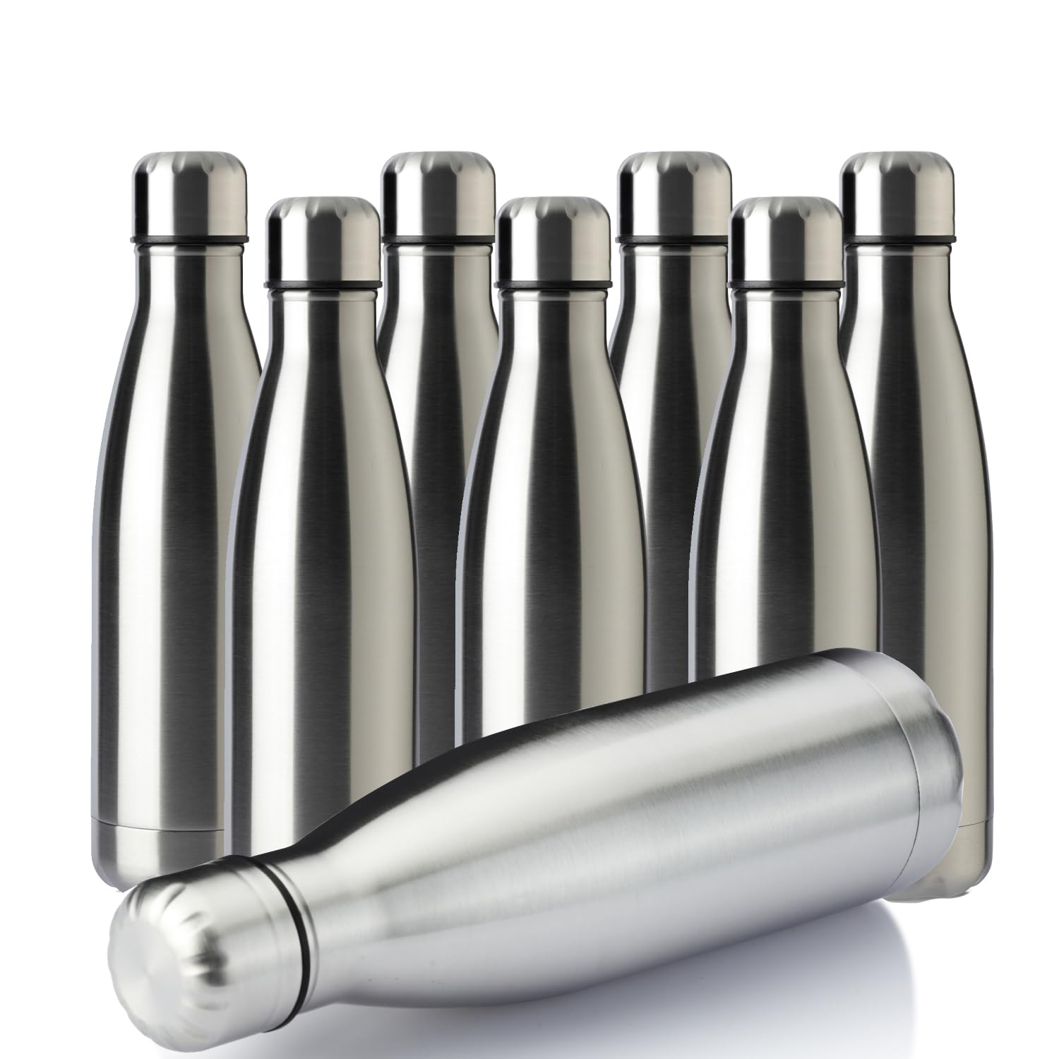 17oz Sport Water Bottle 8 Pack Vacuum Insulated Stainless Steel Leak (8 Count)