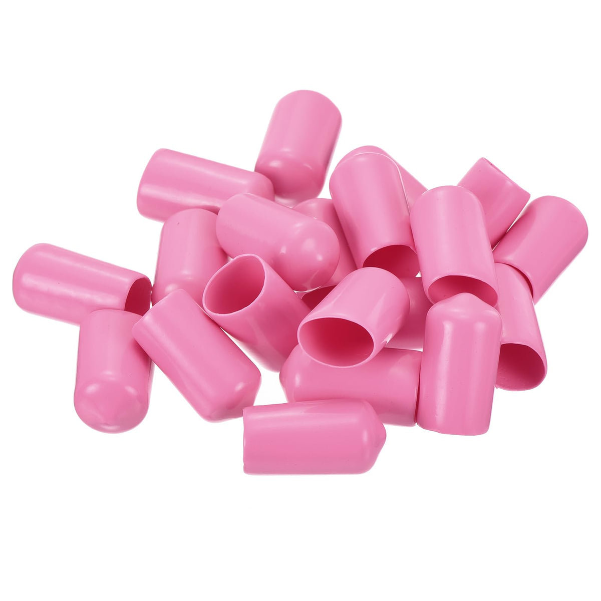 20pcs Rubber End Caps 11mm ID Vinyl PVC Round Tube Bolt Cap Cover Screw Thread Protectors Pink