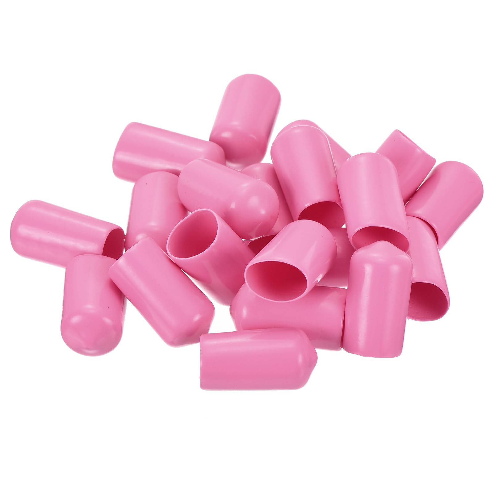 20pcs Rubber End Caps 11mm ID Vinyl PVC Round Tube Bolt Cap Cover Screw Thread Protectors Pink