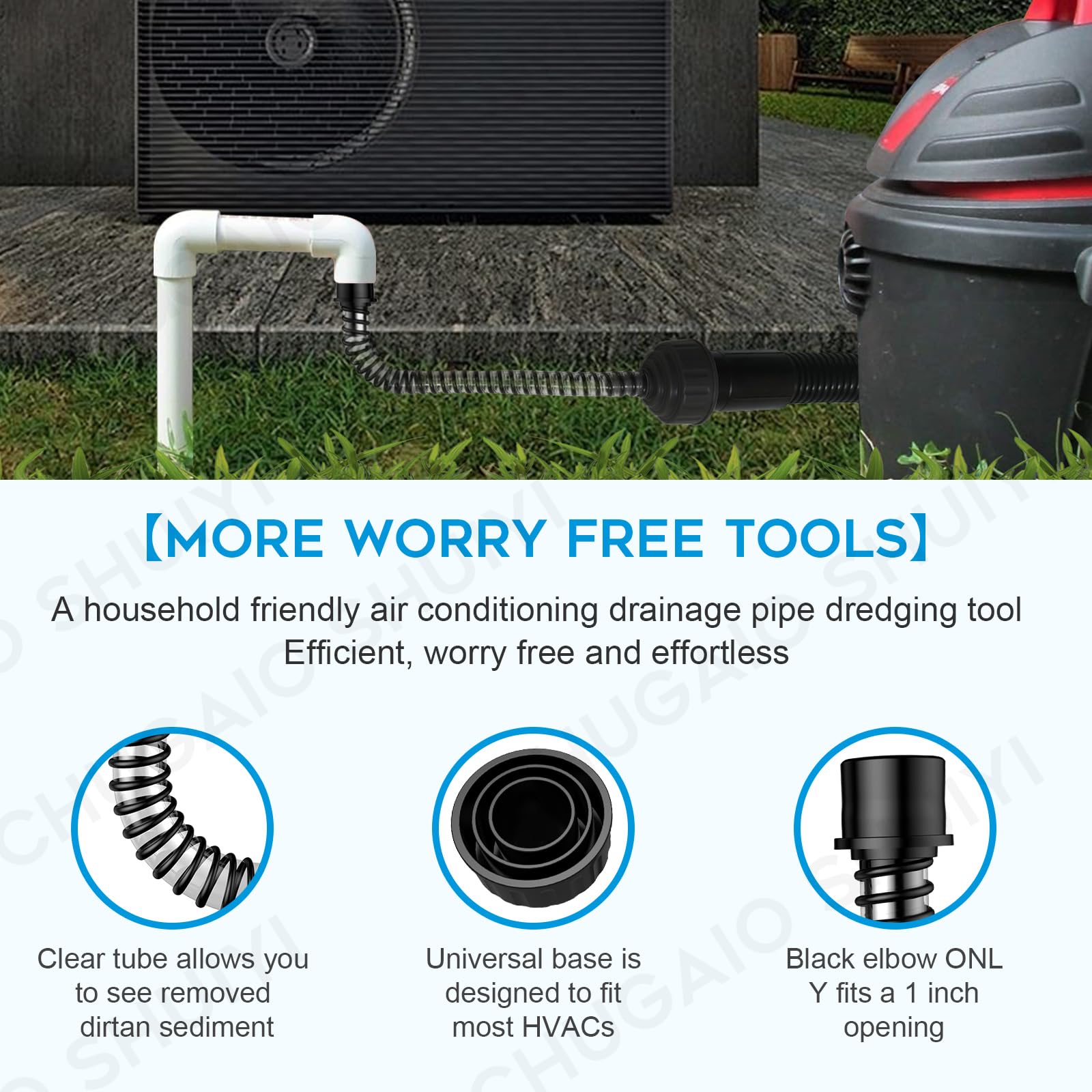 AC Drain Line Cleaner；AC Drain Line Cleaner Adapter Evacuates & AC Drain Line Unclogger Tool