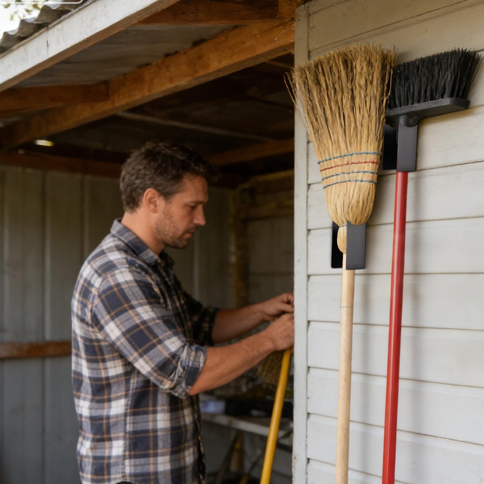 Broom Wall Holder Garage Utility Rack