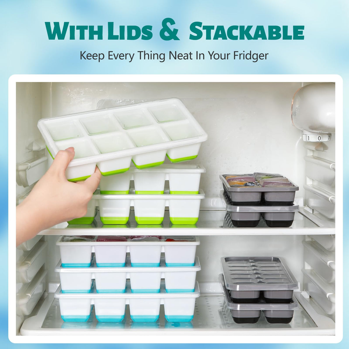 Large Ice Cube Trays with Lid (2 Count)