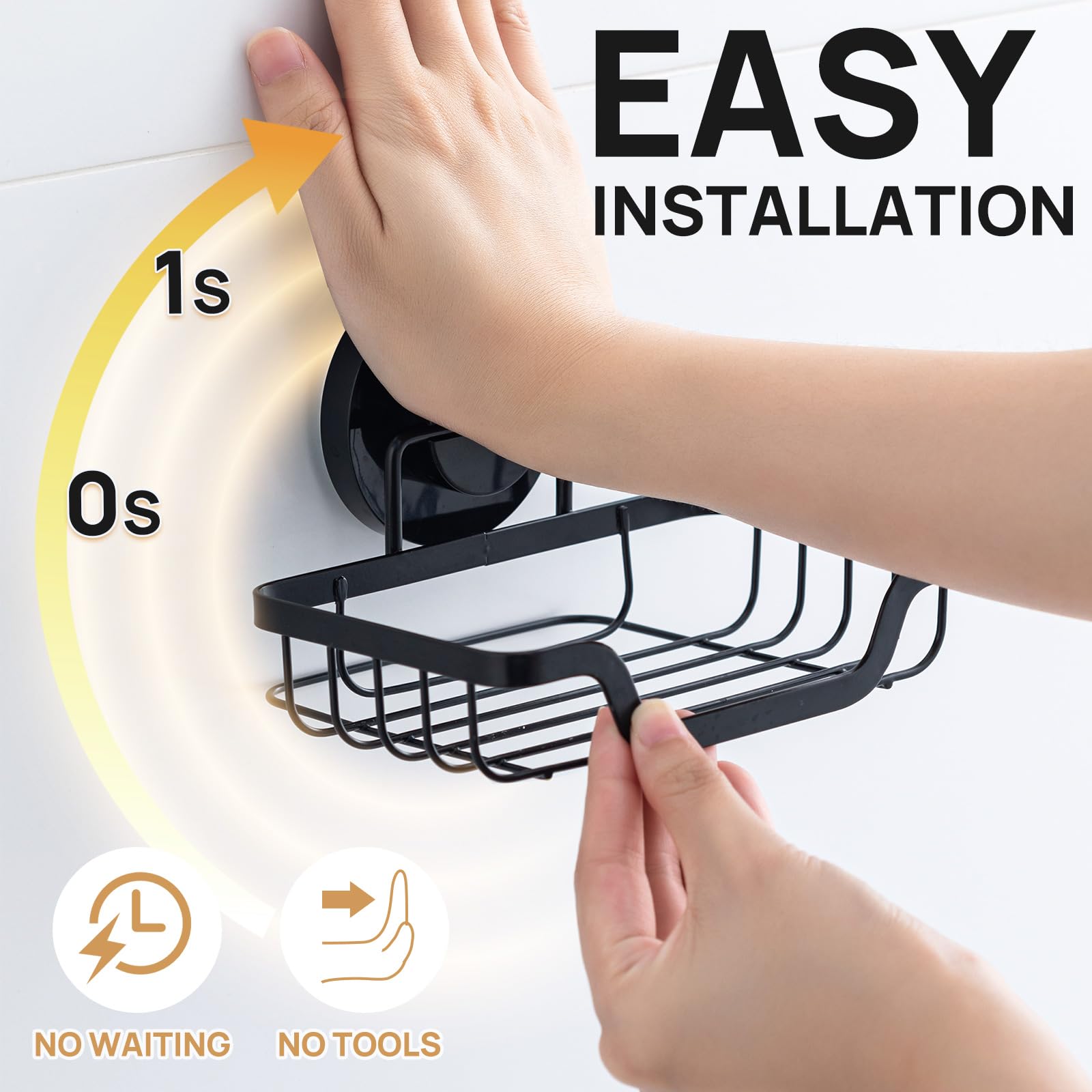 Soap Dish Soap Bar Holder for Shower Suction Cup Wall Mounted