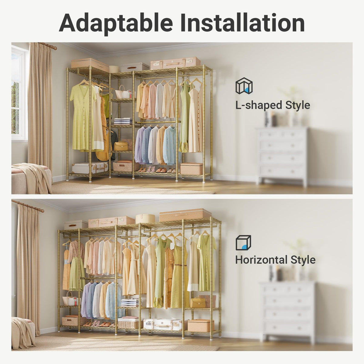 V50 Modern Clothing Rack with Adjustable Shelves