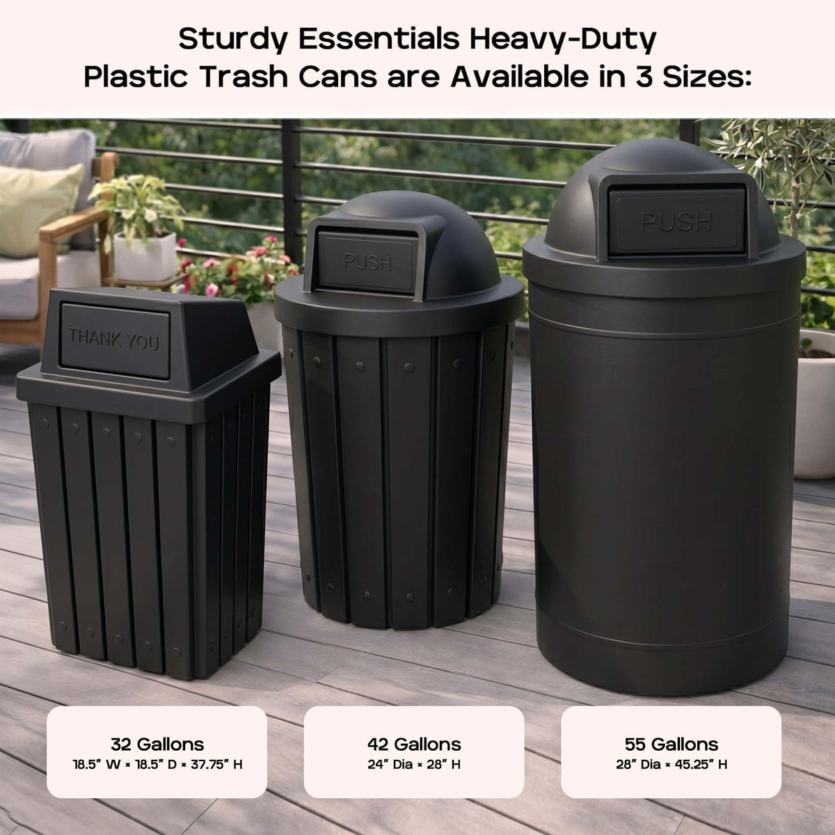 Campus Collection 32 Gallon Outdoor Commercial Trash Can with Lid
