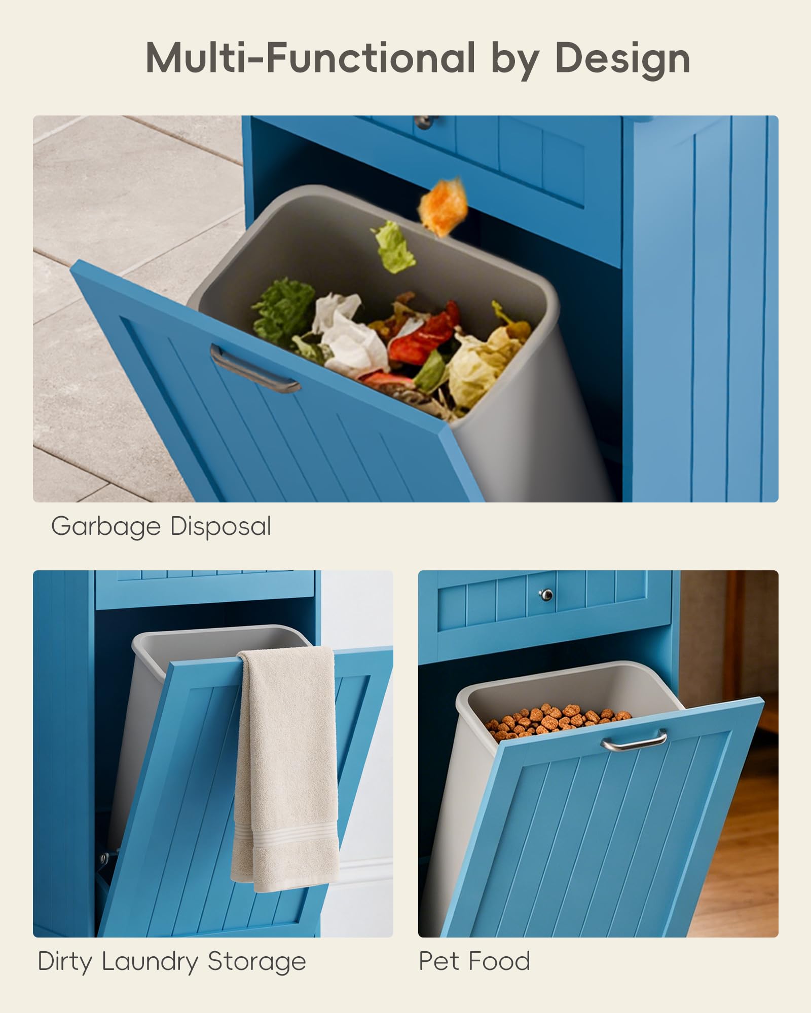 10 Gallon Tilt Out Trash Cabinet with Big Storage Drawer