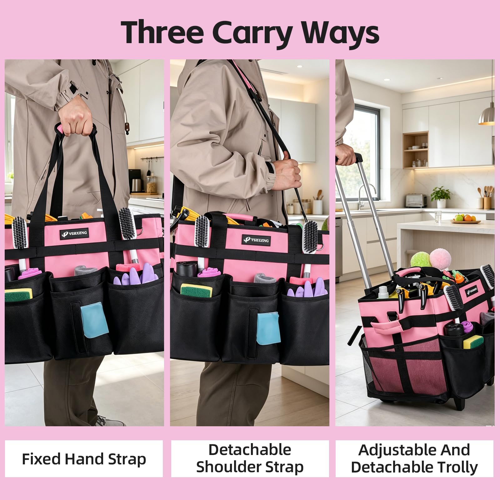 Large Rolling Cleaning Caddy Bag with Wheels