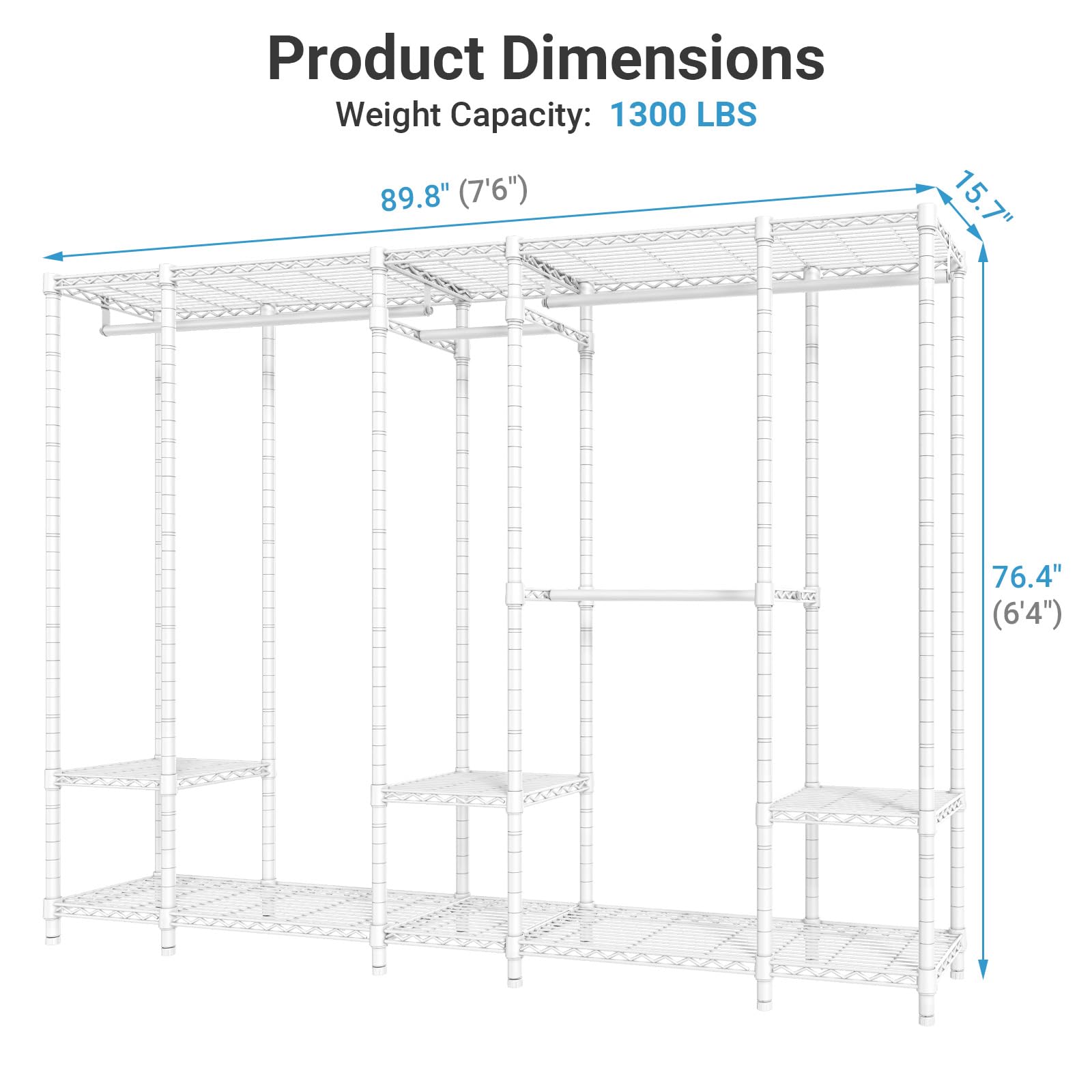 V50 Closet Organizer System with Adjustable Shelves