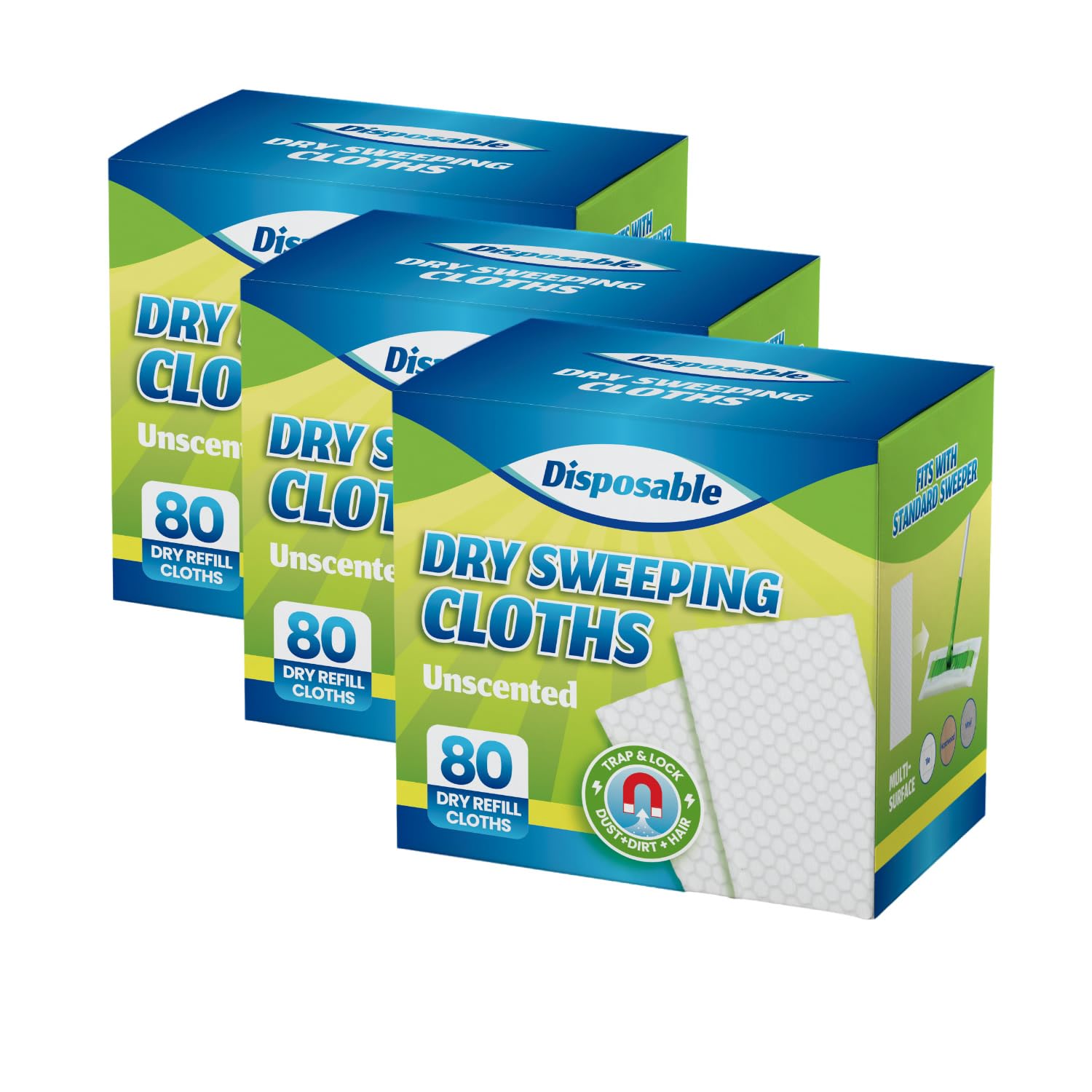 Dry Sweeping Cloths Disposable Mop Refills Floor Dust Mop Pad (240 Count)