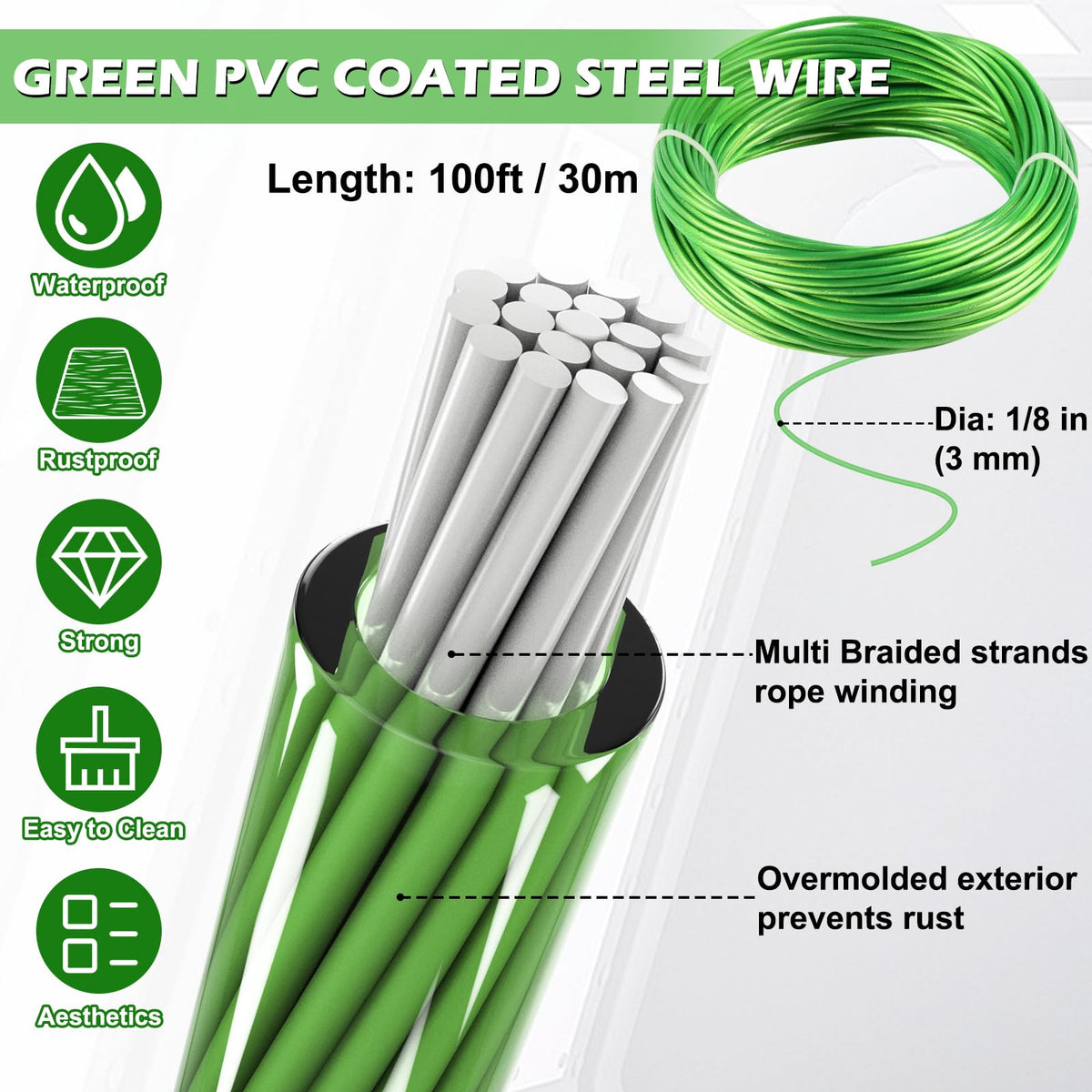 1 8" Clothesline Wire Outdoor
