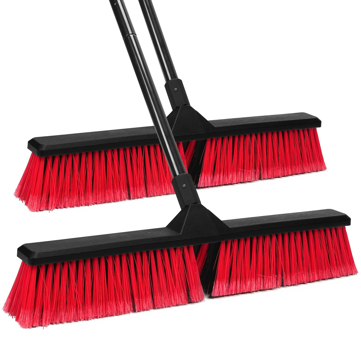 2PK 24" Push Broom Outdoor with 63" Long Handle and Stiff Bristles (2 Count)