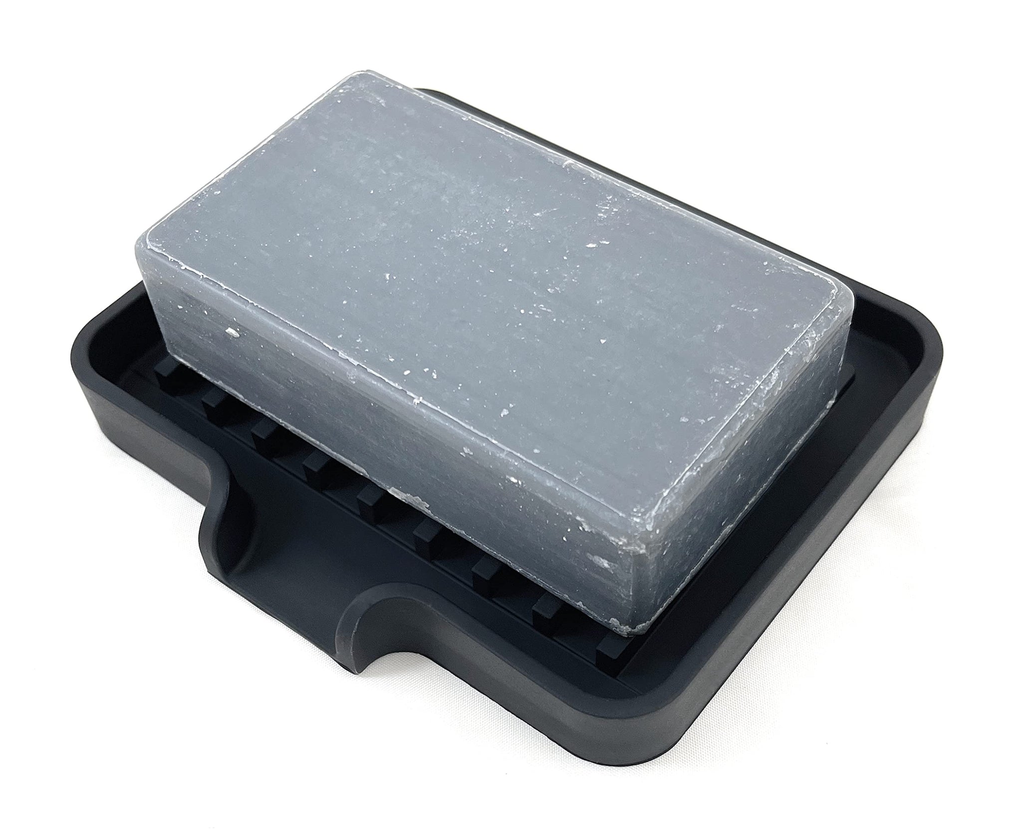 Silicone Soap Dish Tray and Sponge Holder with Drain Chute (2 Count)