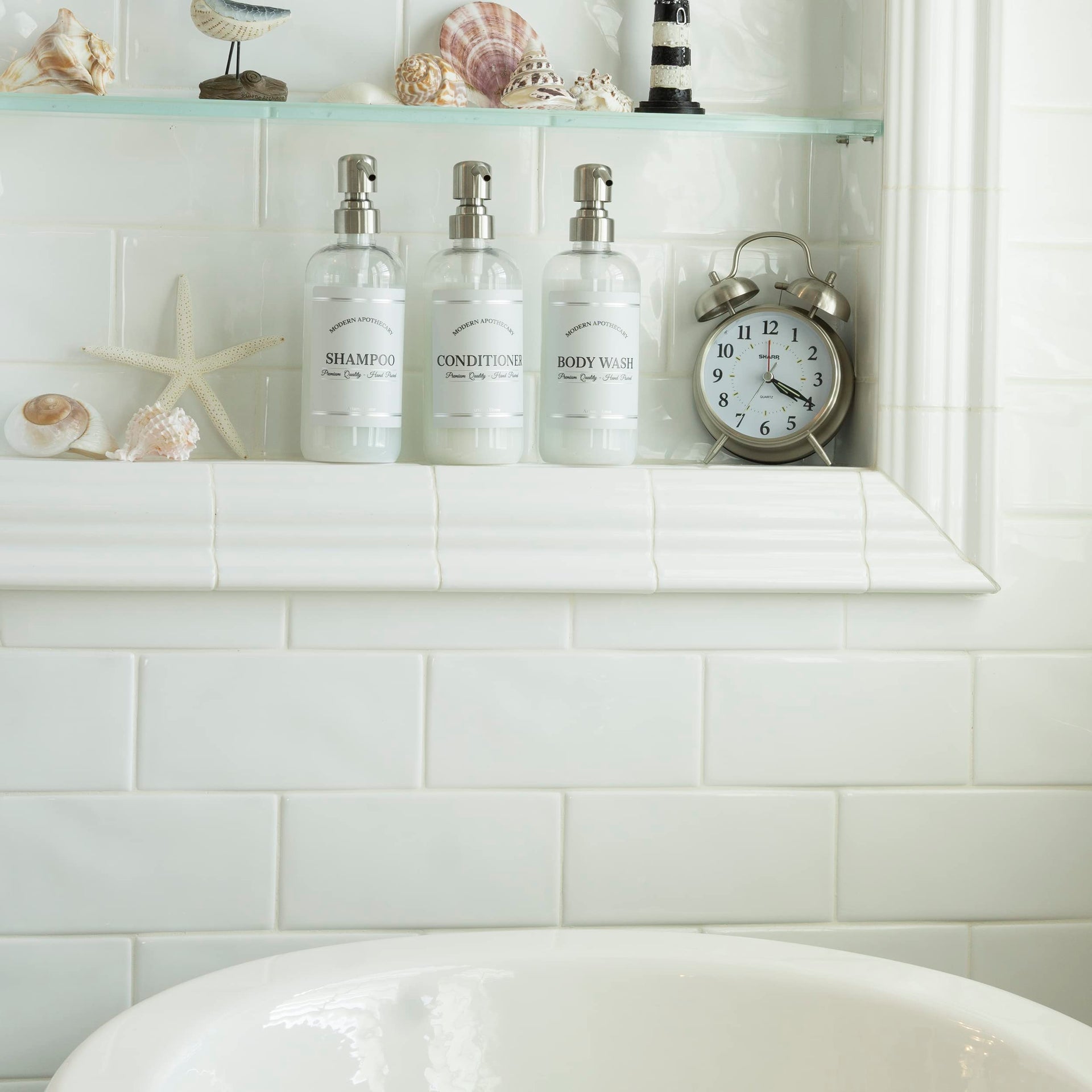 Clear Refillable Shampoo and Conditioner Bottles (3 Count)