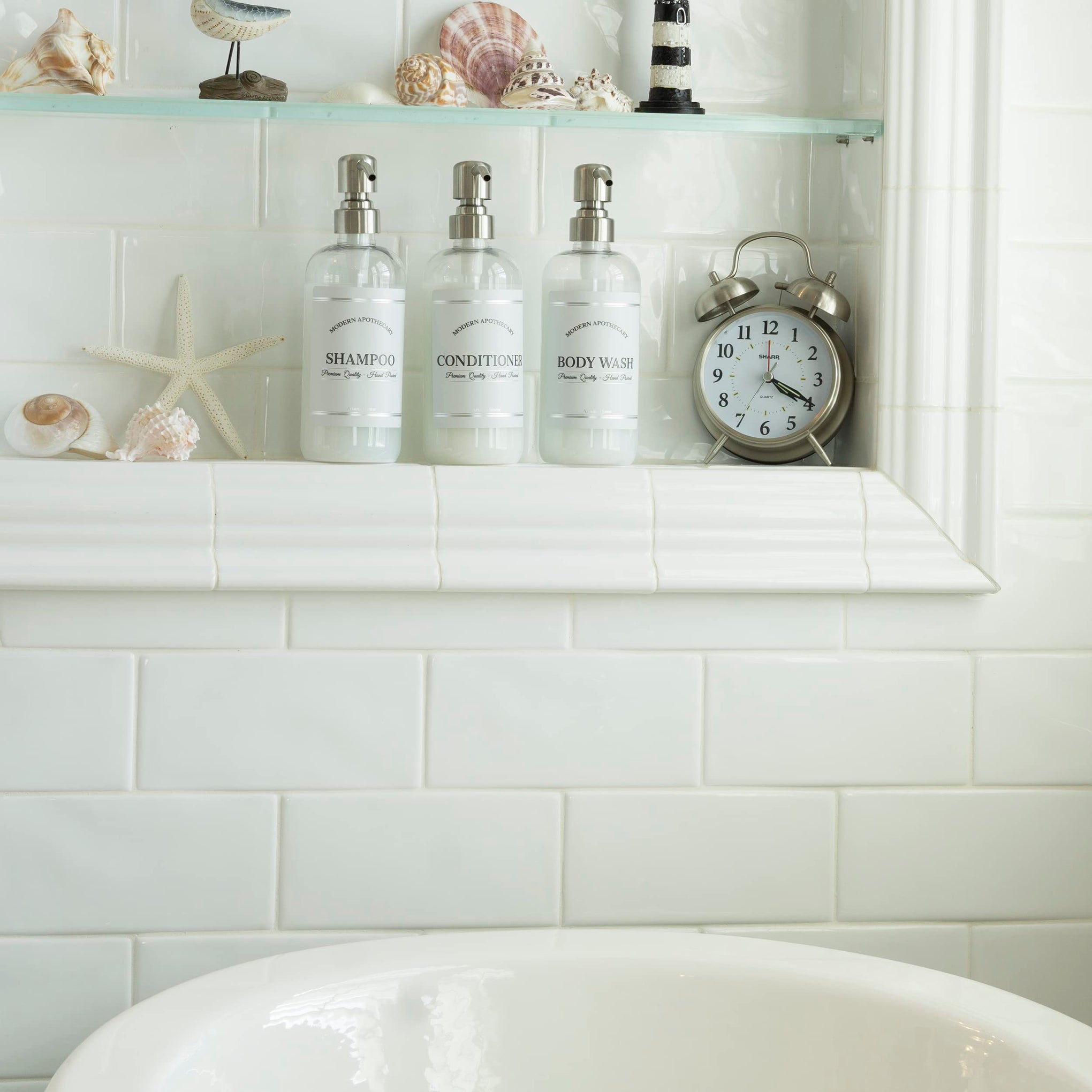 Clear Refillable Shampoo and Conditioner Bottles (3 Count)