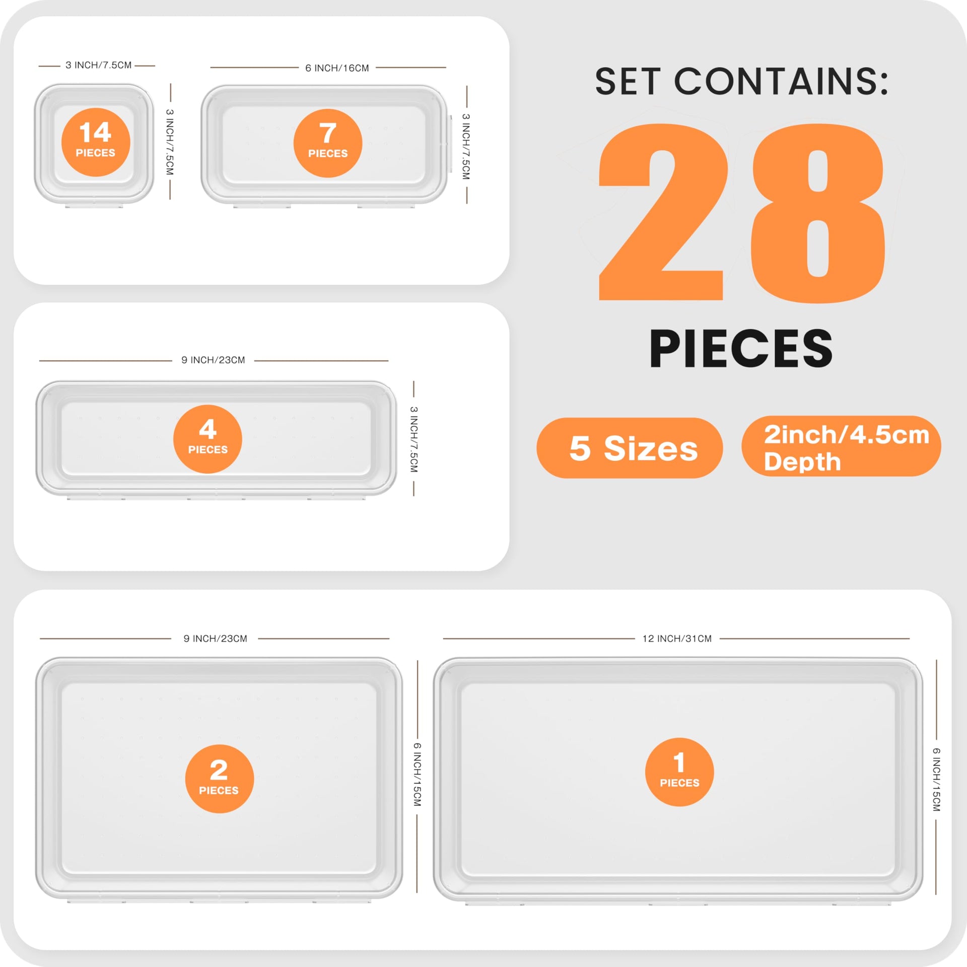 Military Grade】 Drawer Organizer (28 Count)