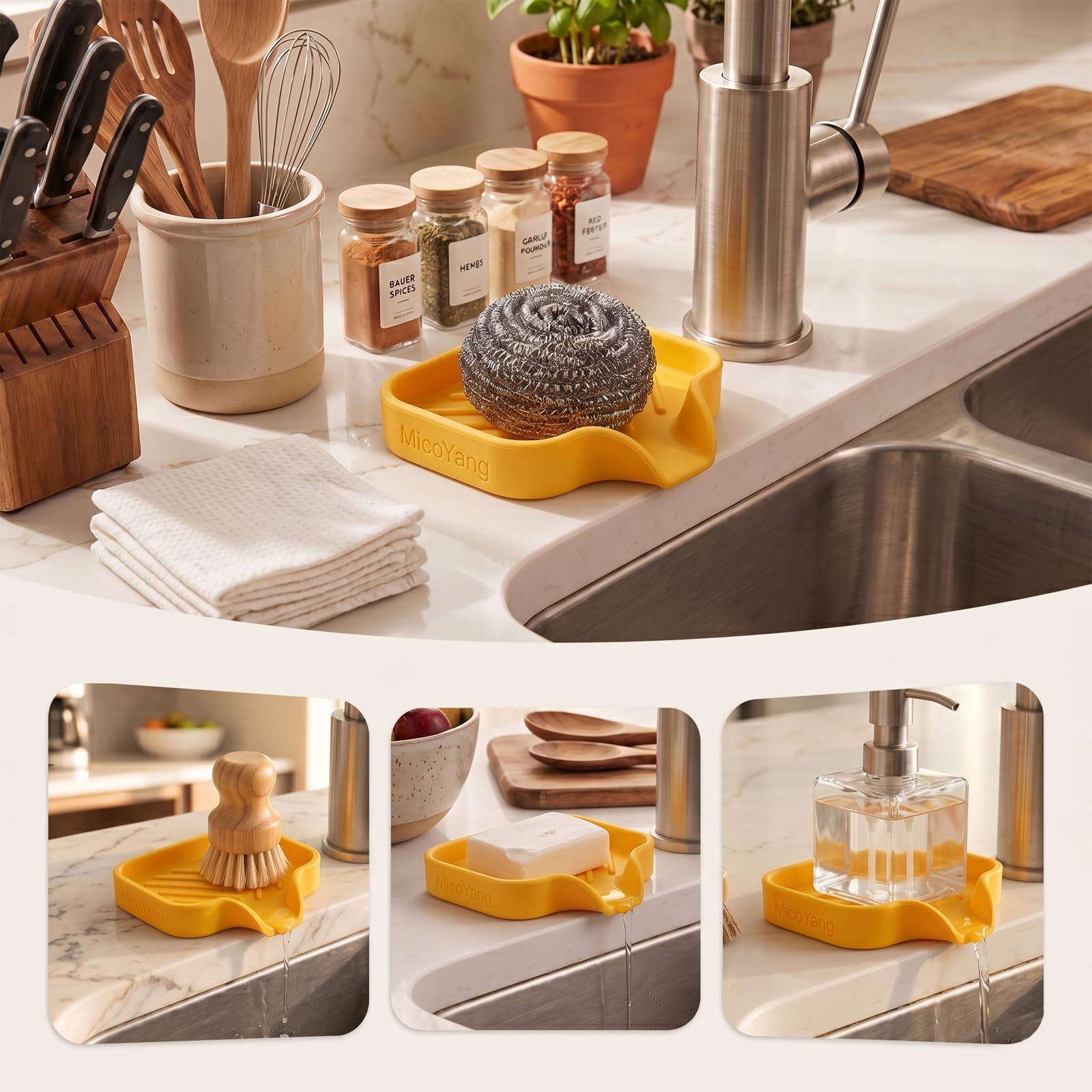 Silicone Soap Dish with Drain Spout