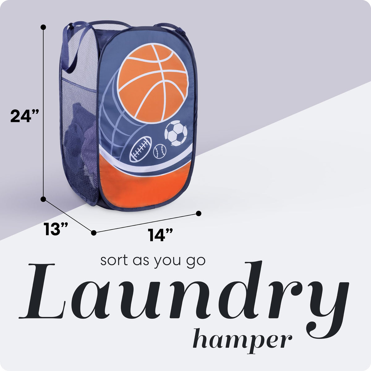 Collapsible Mesh Pop Up Laundry Hamper with Side Pocket