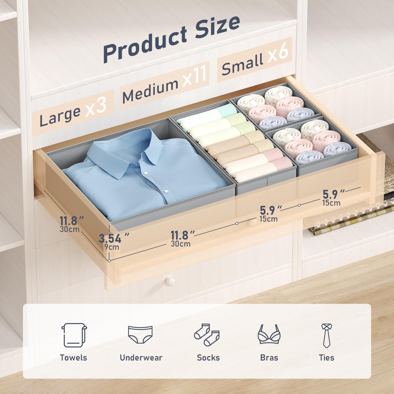 Drawer Organizer Clothes Storage (20 Count)