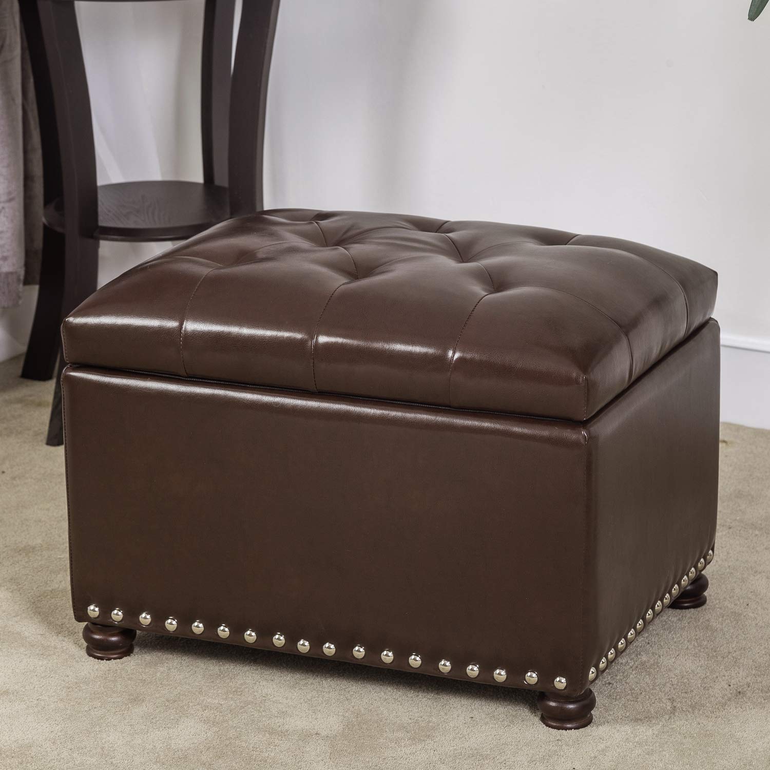 Leather Ottoman with Storage
