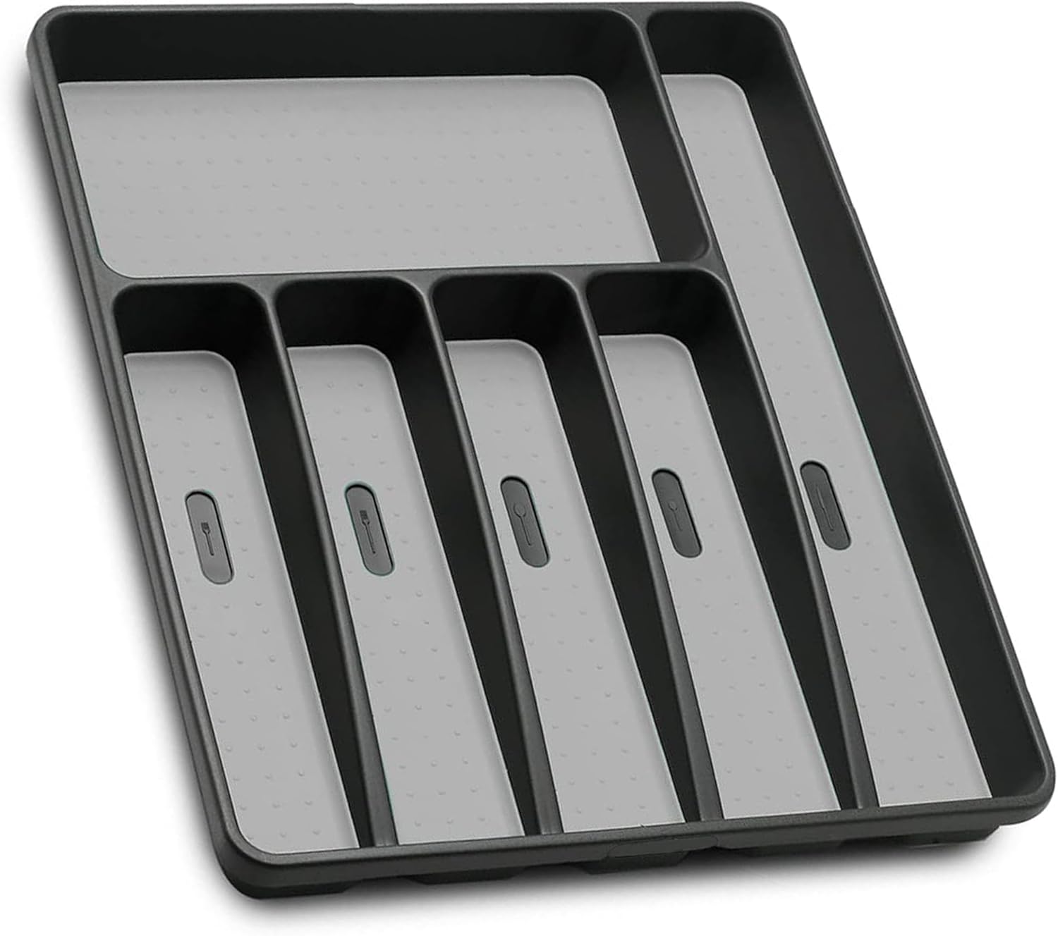 Silverware Organizer Utensil Organizer Holder Kitchen Drawer Organizer Plastic Silverware Tray for Drawer Flatware Organizer 6 Compartment Black