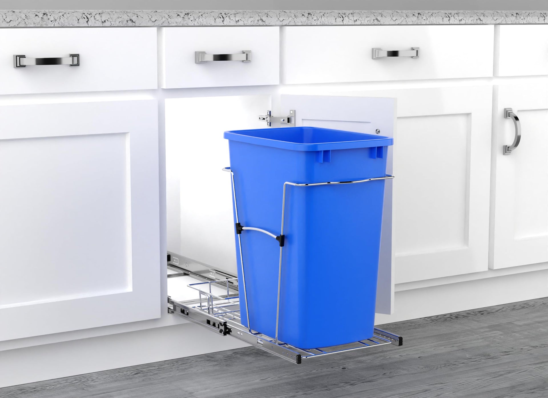 Pullout Trash Can for Under Kitchen Cabinets 35 Qt Garbage Waste Recyling Bin with Full Extension Slides