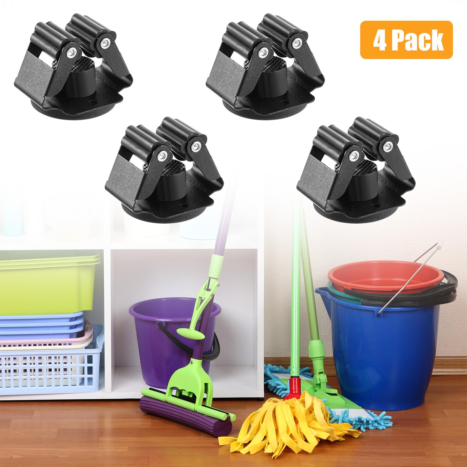 4 Pcs Magnetic Broom Holder Heavy Duty (4 Count)