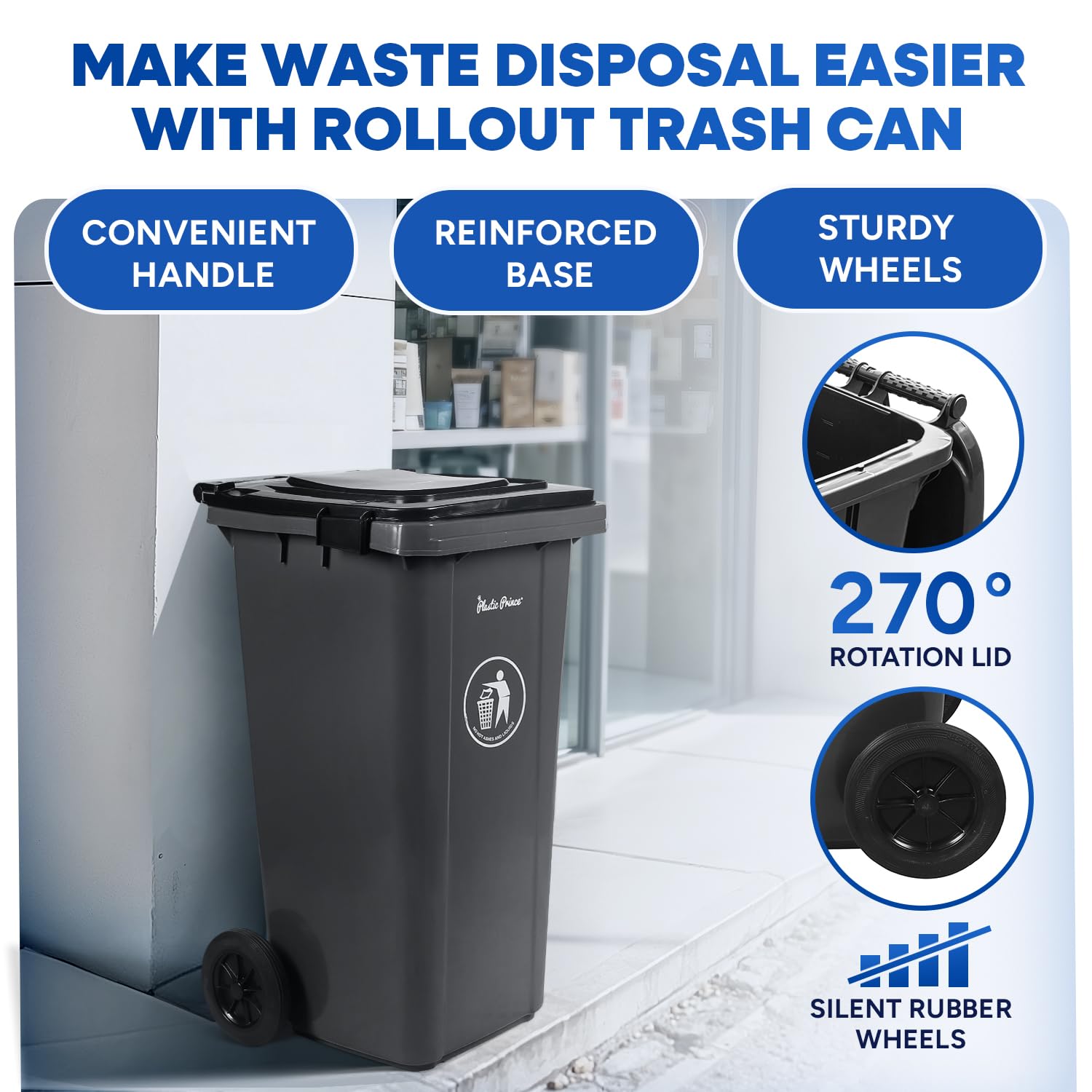 32 Gallon Trash Can with Wheels Outdoor Garbage Can with Lid and Wheels Locking Trash Can Commercial Heavy (2 Count)