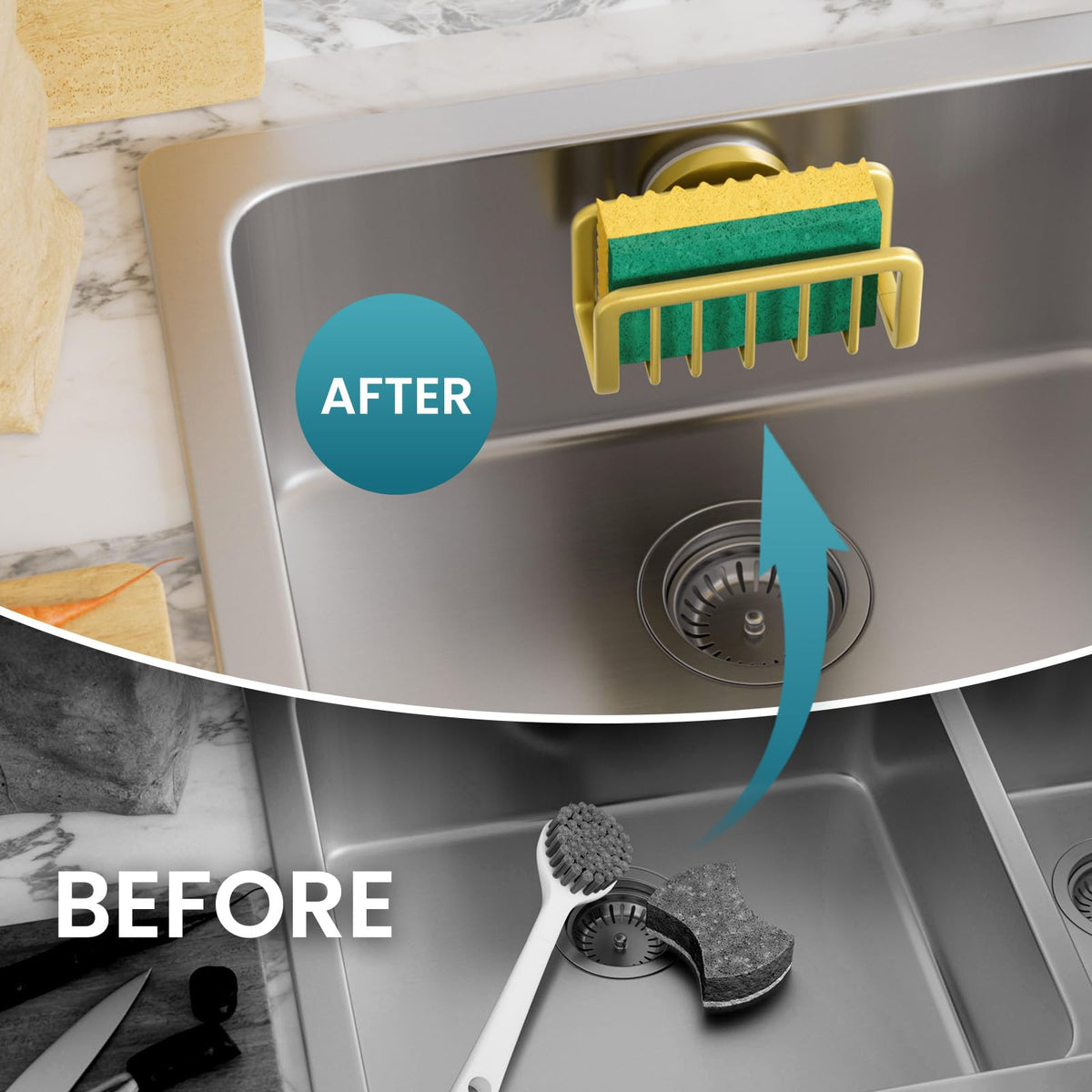 Rustproof Sponge Holder for Kitchen Sink with Suction Cup