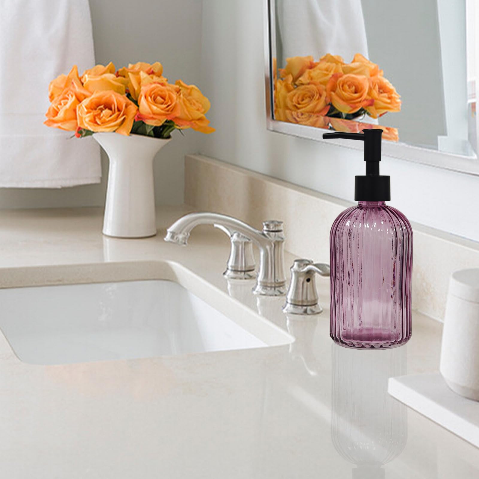 Black Pump Glass Soap Dispenser