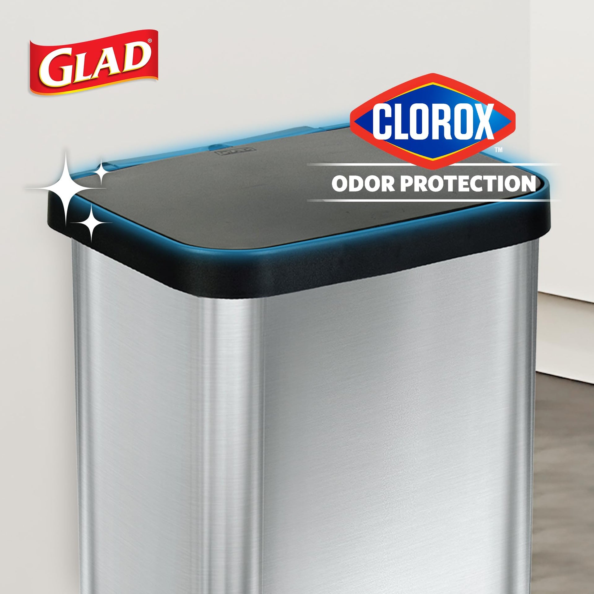 Stainless Steel Trash Can with Clorox Odor Protection
