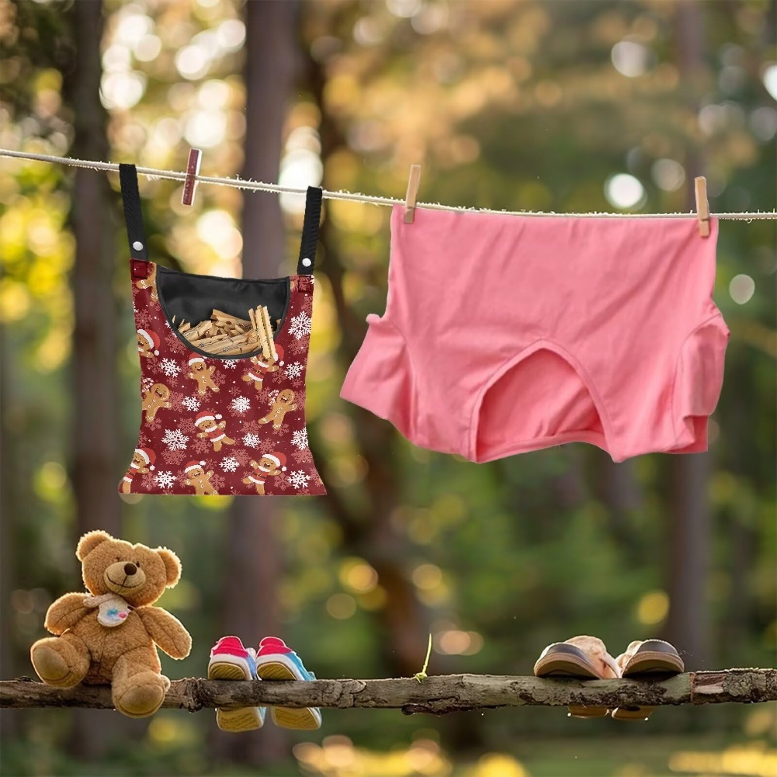 Christmas Gingerbread Man Waterproof Clothespin Organizer