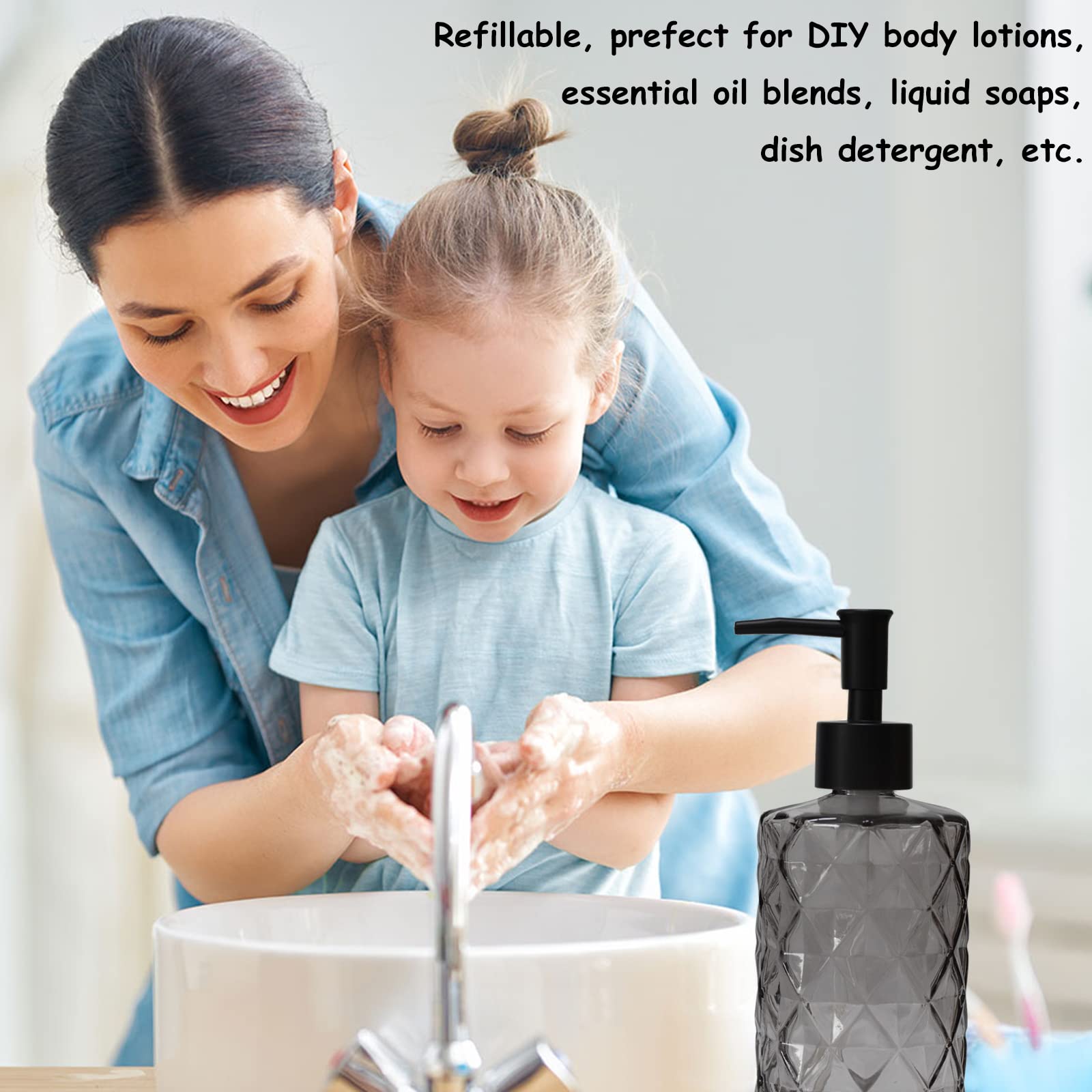 Glass Soap Dispenser with Black Plastic Pump