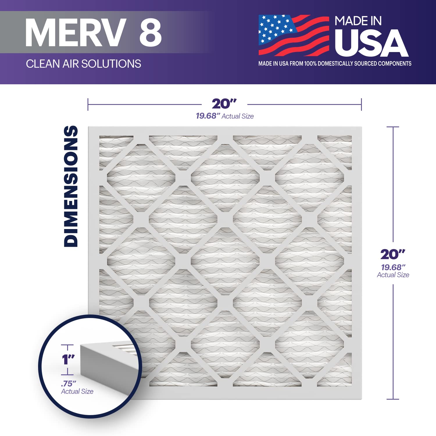 TruFilter 20x20x1 Air Filter MERV 8 (12 Count)