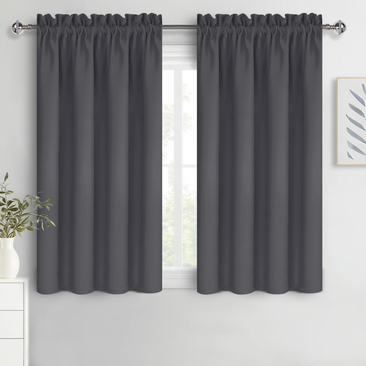 Blackout Curtains for Bedroom 42 x 54 Inch Long Dark Grey 2 Panels (2 Count)