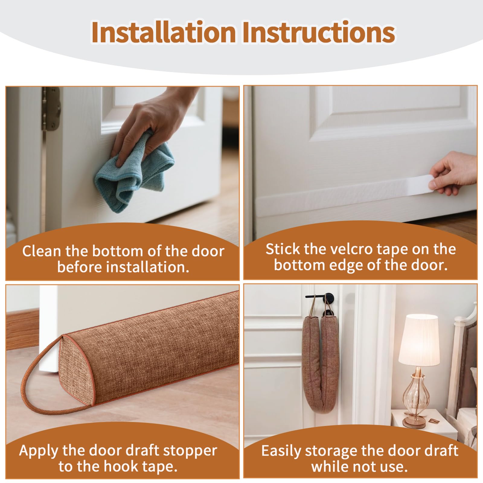 Triangle Under Door Draft Stopper Bottom Door Gap Filler & Seal Windproof Coating Cover Fits 30” to 36” Door Block Noise