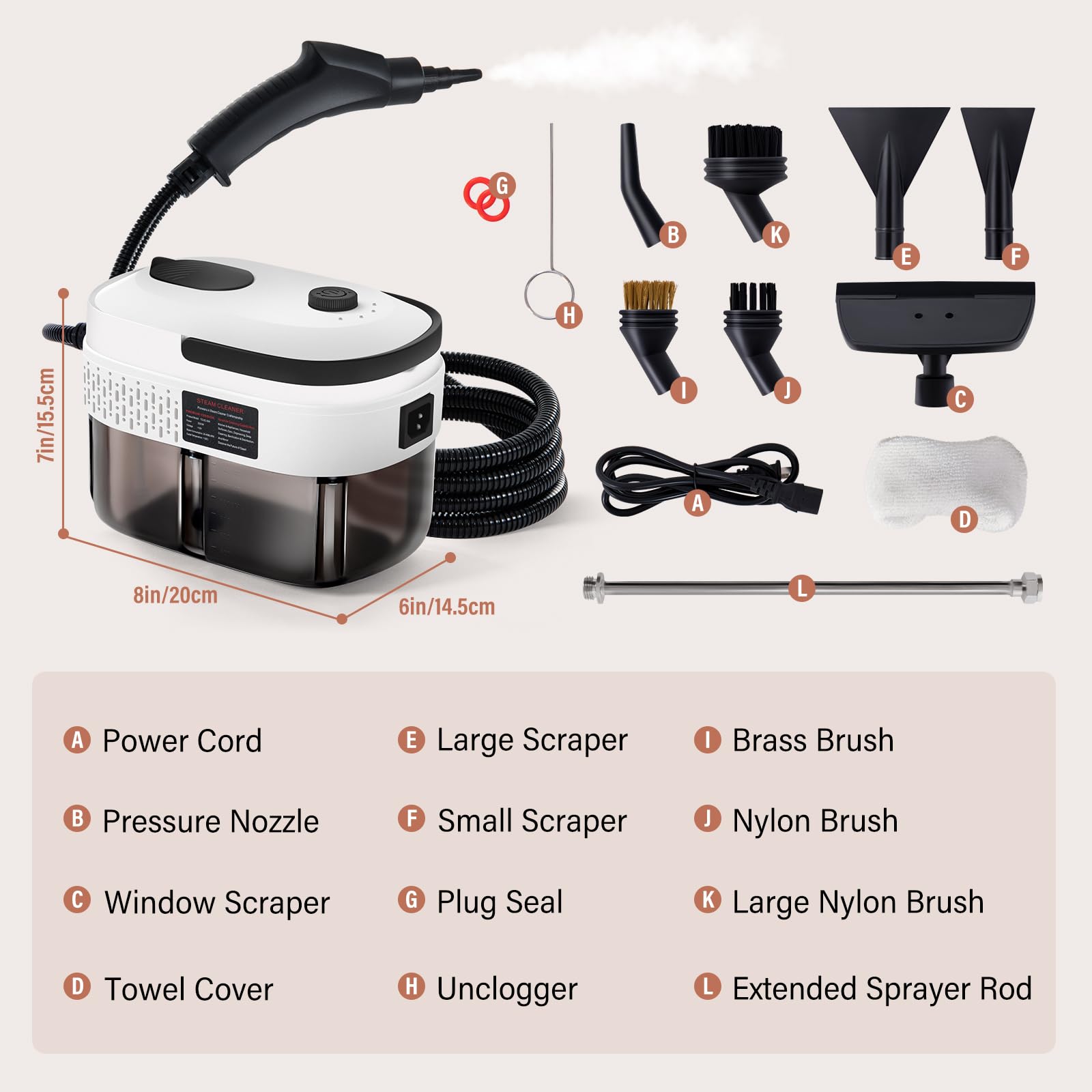 Steam Cleaner with 12pcs Accessories