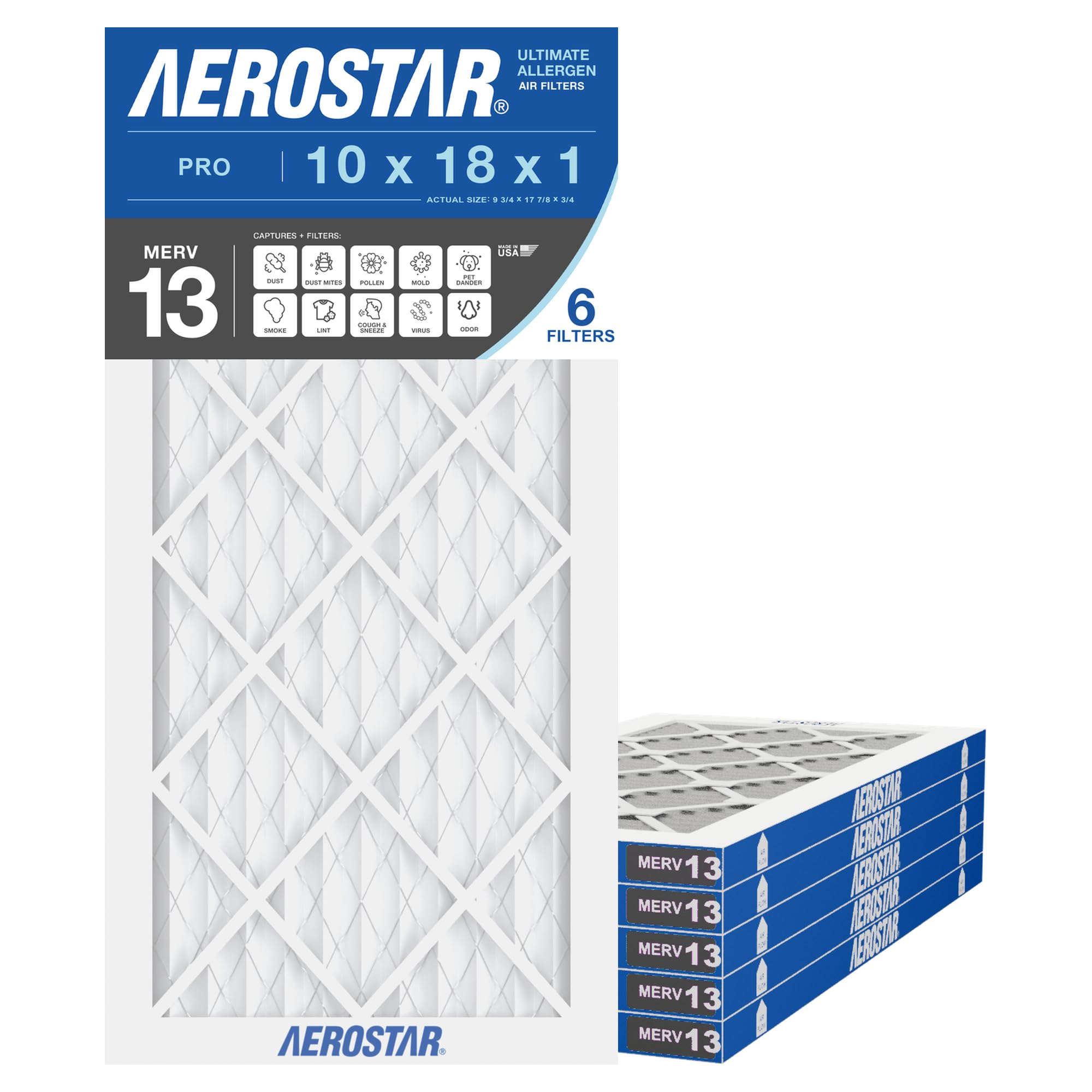Air Filter 10x18x1 MERV 13 AC Filter (6 Count)